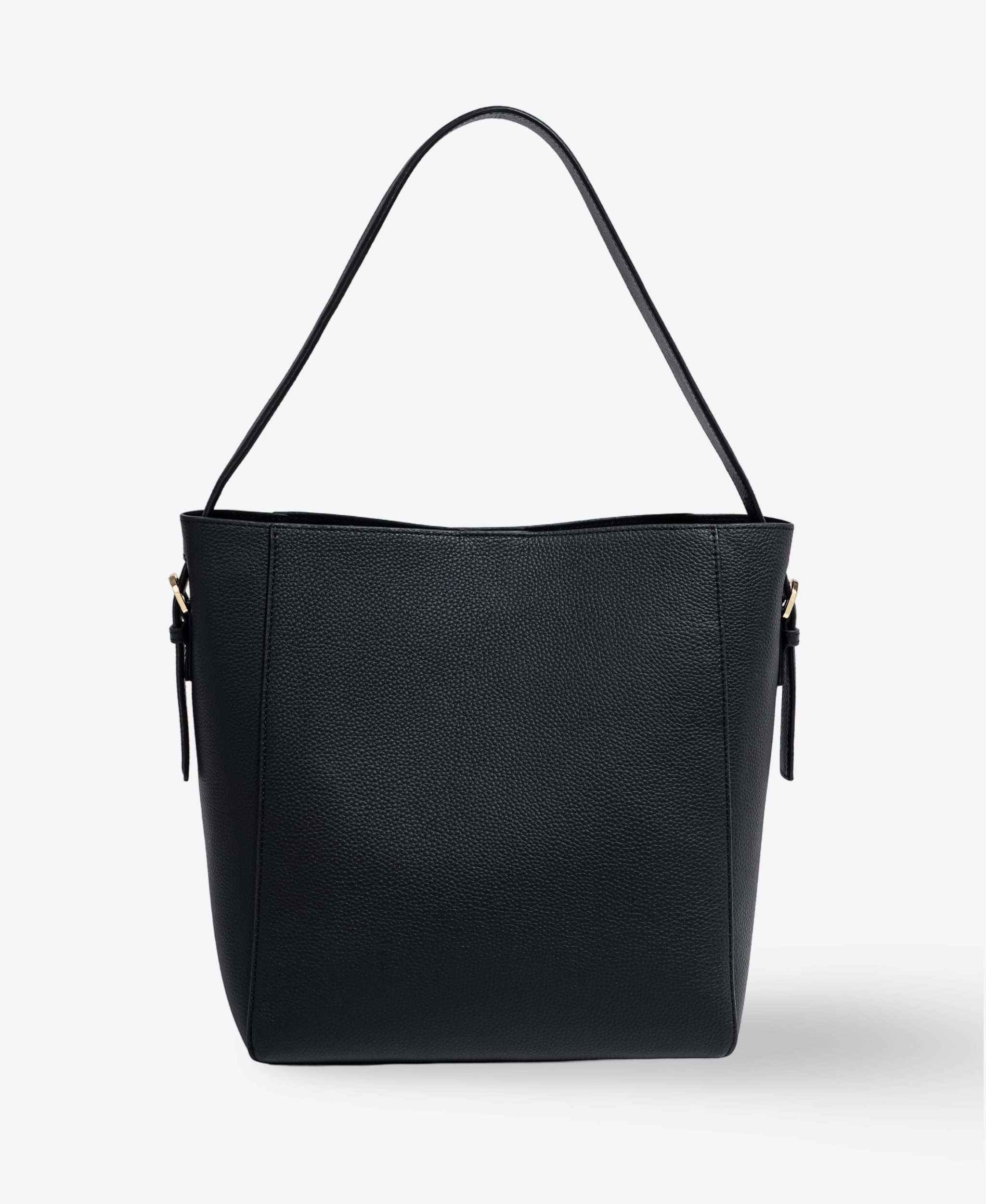 GLAMIRA Schultertasche Lysandra Schwarze Schultertasche (Set, 2-tlg., mit Geldbörse), echt Leder, mit geräumigem Hauptfach