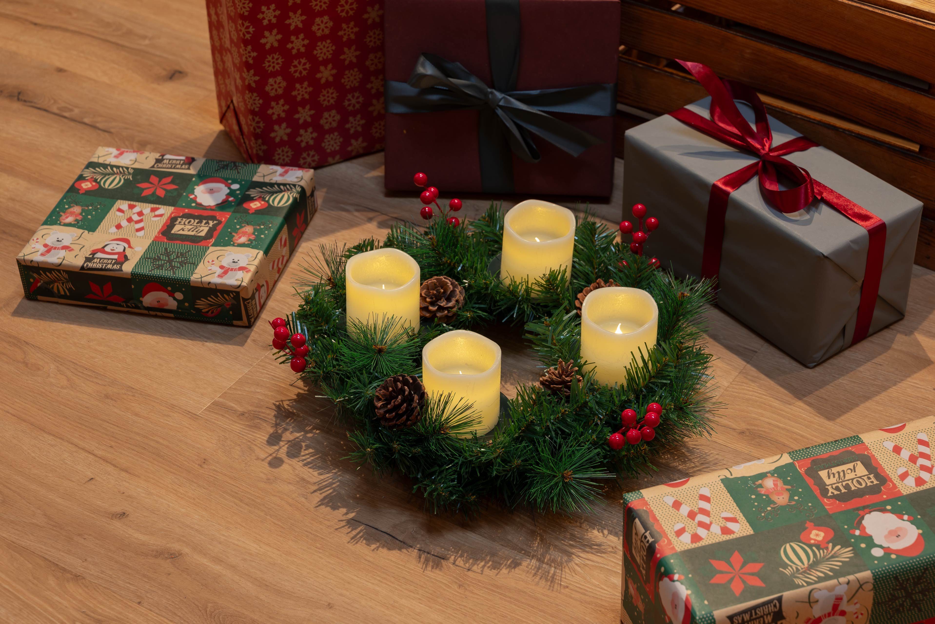 IC Winterworld Adventskranz Künstlicher Adventskranz Ø 45 cm mit 4 LED Kerz günstig online kaufen