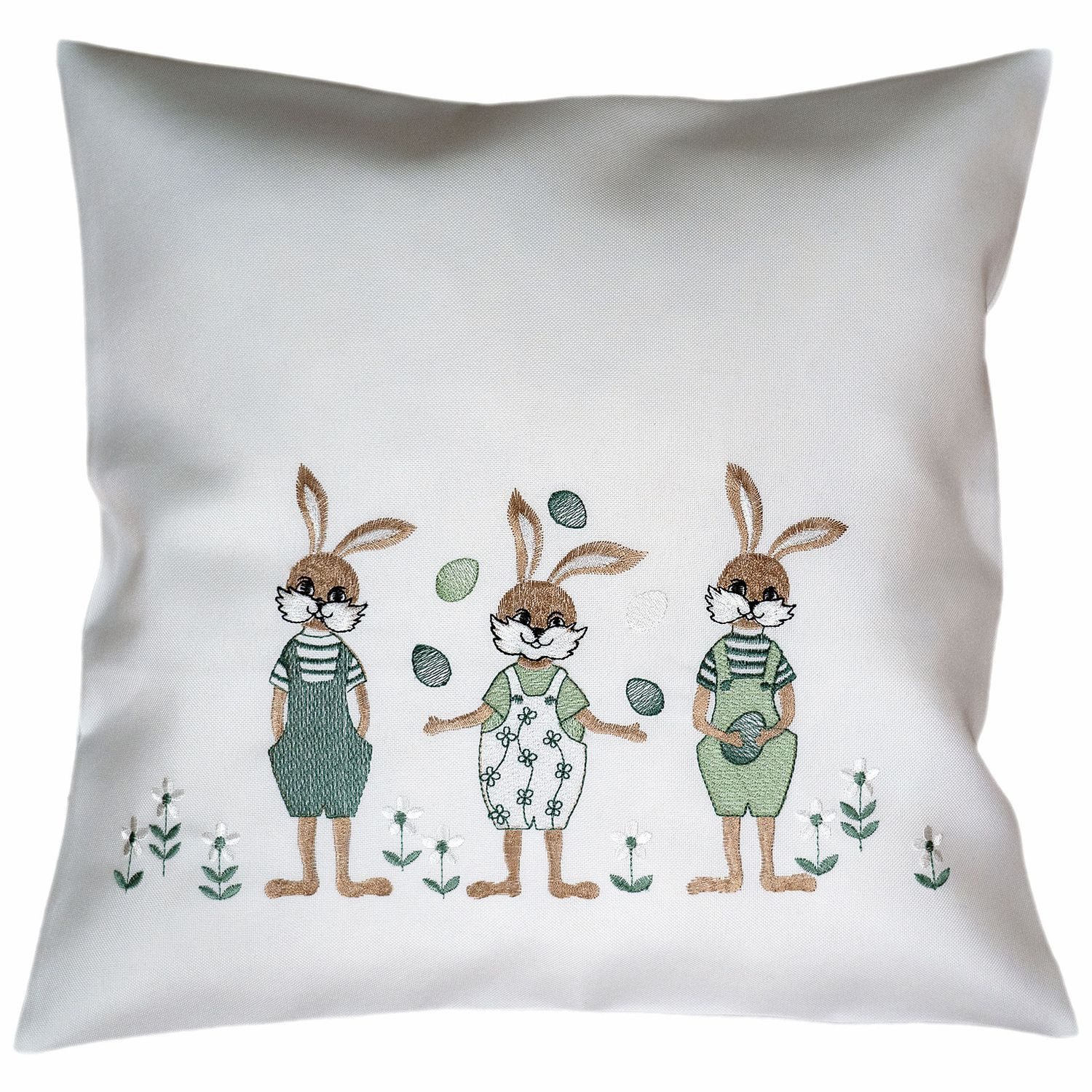 texpot Kissenhülle Dekokissen Stickerei Hasenkinder Ostern Frühling, (1 Stü günstig online kaufen
