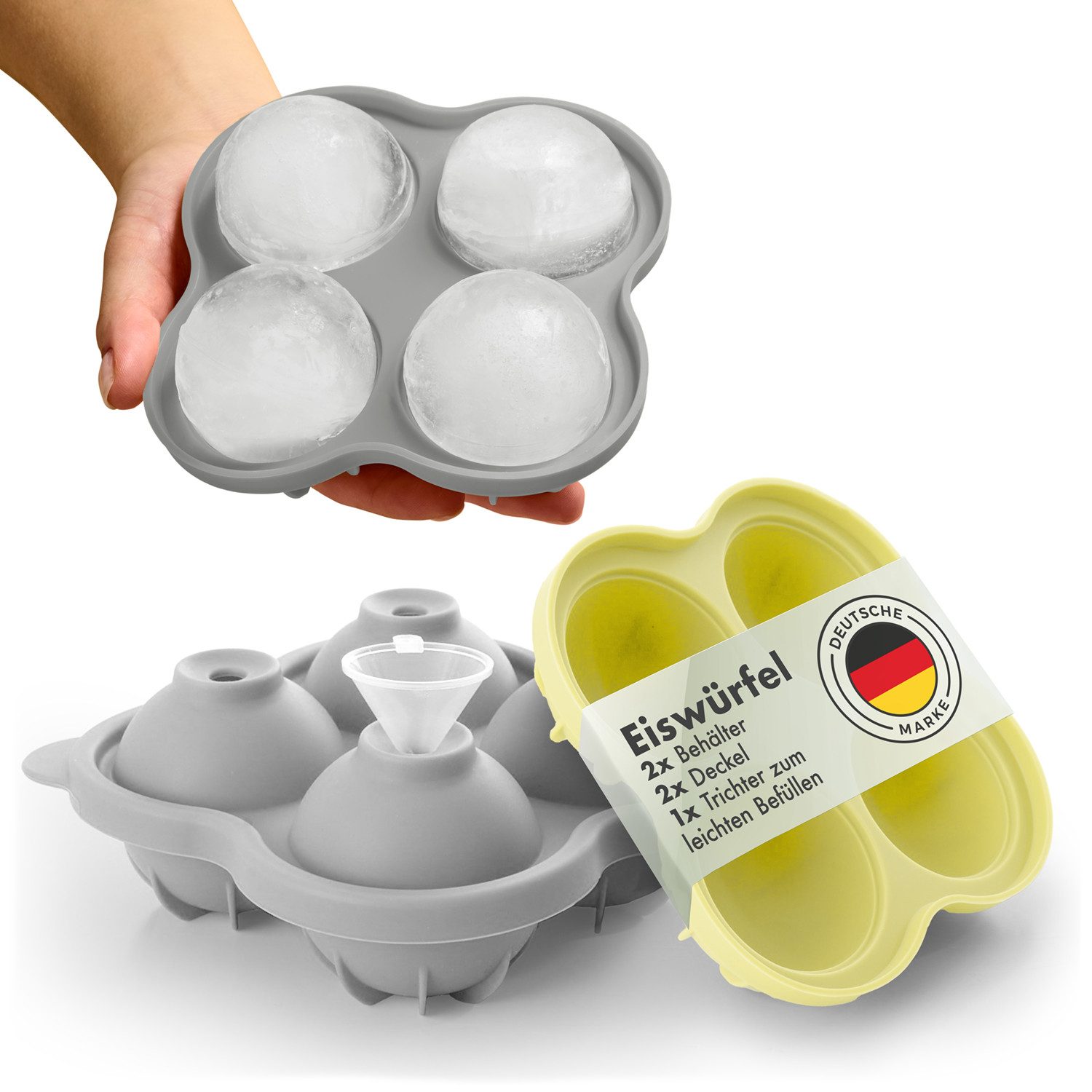 Blumtal Eiswürfelform Silikon Eiswürfelform mit Deckel - bpa frei & leichtes herauslösen, (2-tlg)