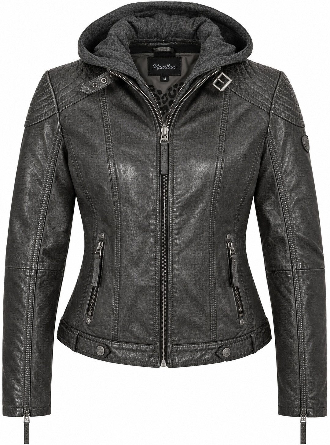 Gipsy by Mauritius Lederjacke Bikerjacke mit abnehmbarer Kapuze aus Lammleder