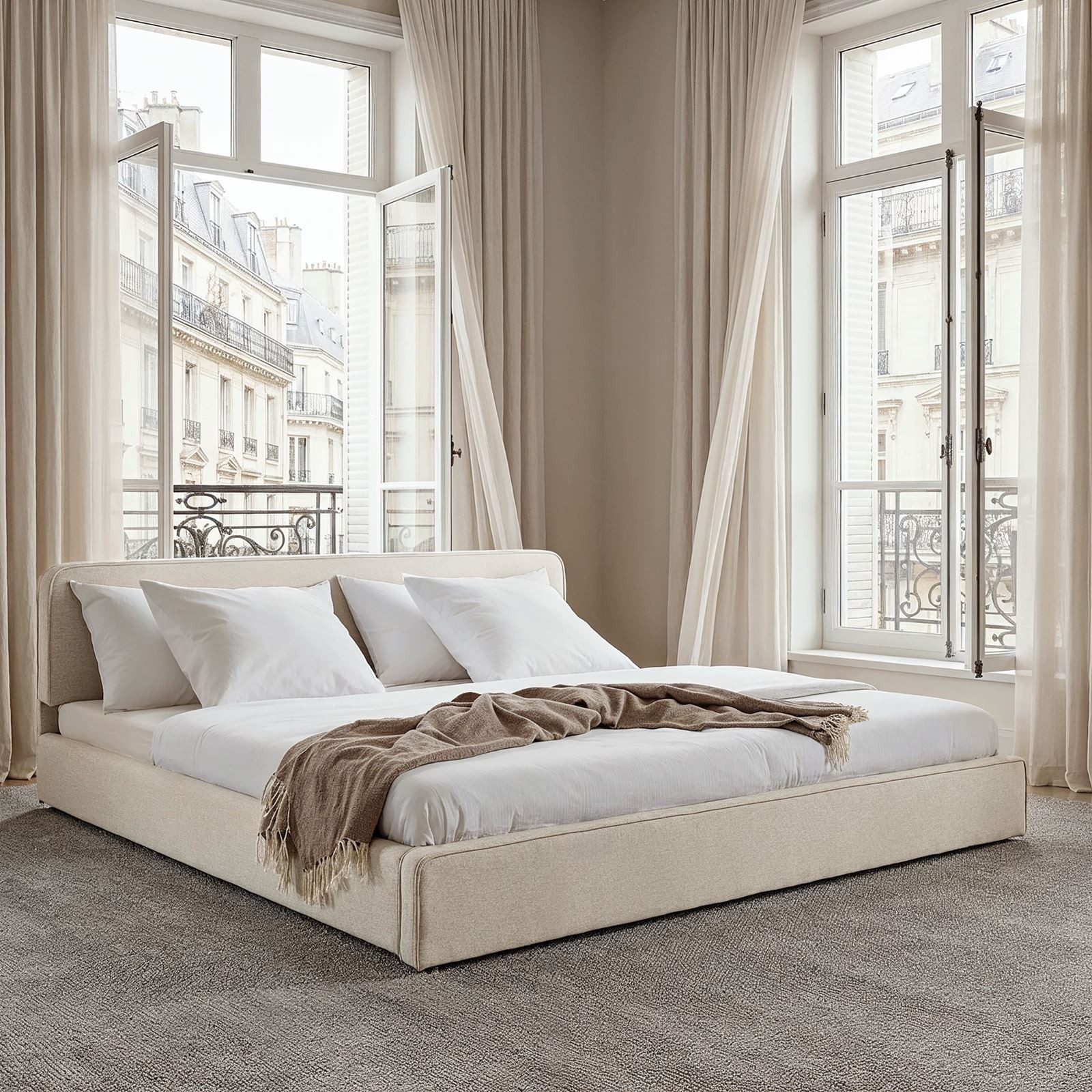 IDIMEX Polsterbett LATINI, Bett 180x200 cm mit Kopfteil höhenverstellbar und Lattenrost Cremeweiß