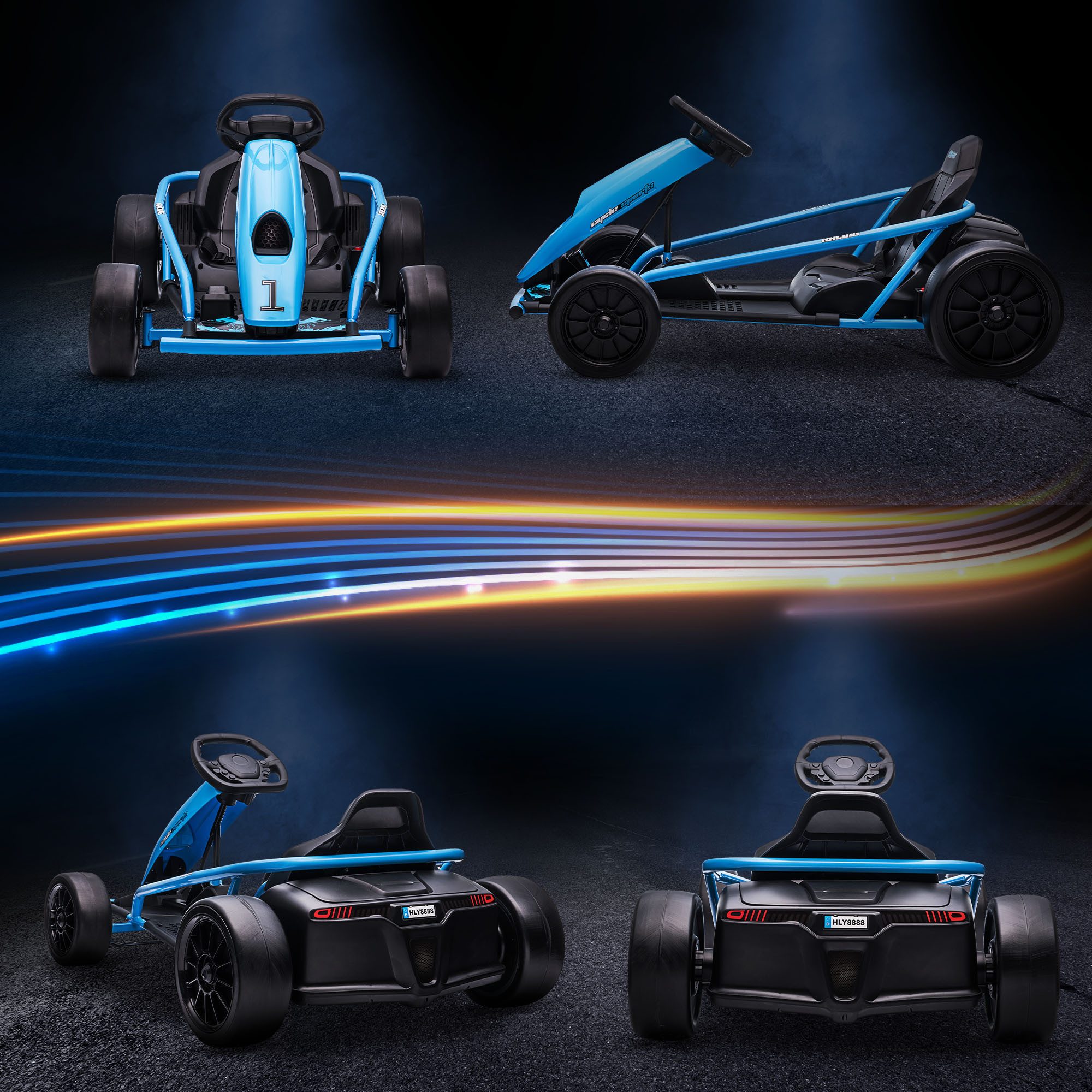 HOMCOM Elektro-Gokart für Kinder, Drift-Funktion, Hupe, Musik