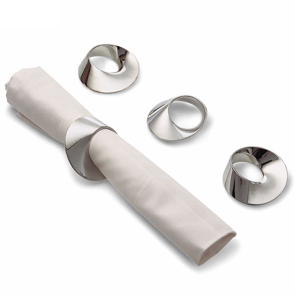 PHILIPPI Serviettenring Serviettenringe SWIRL versilbert - 4er Set, Nickel hochglanzpoliert. Reduzierter Preis € 44,90. Unverbindliche Preisempfehlung € 49,90