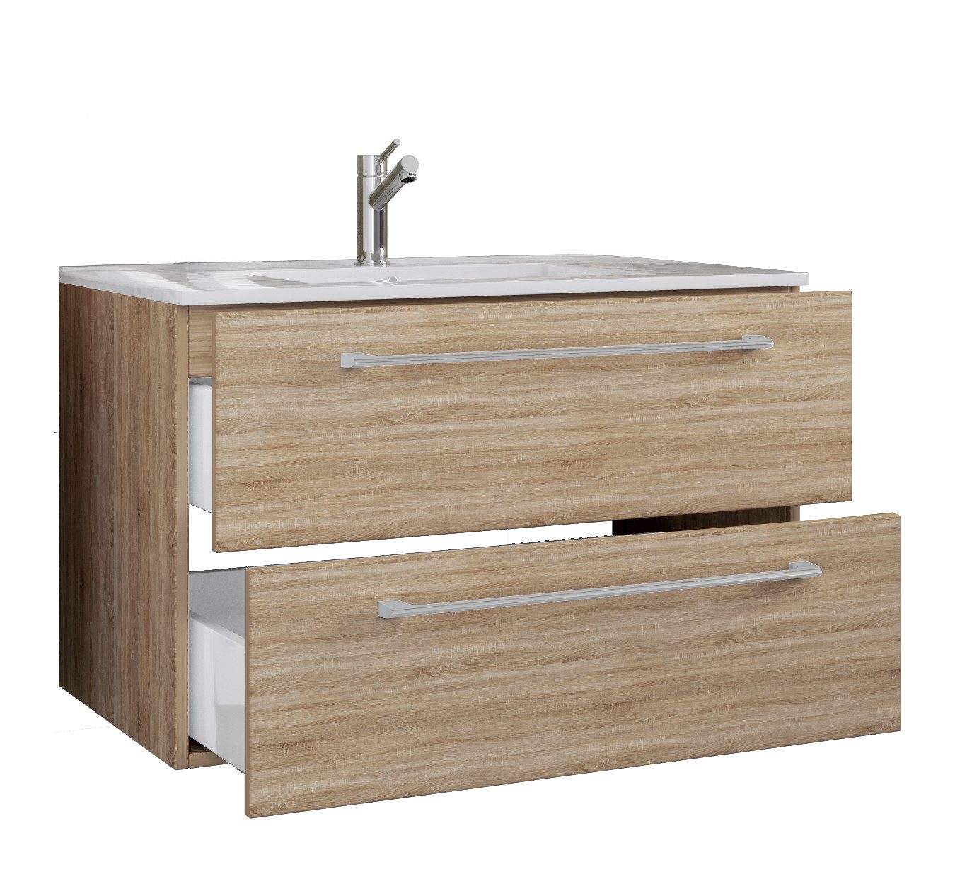 VCM Waschtisch 2 teilig Badmöbel-Set Waschplatz Badinos (Set, 2-St., 1x Unterschrank 1x Waschbecken)