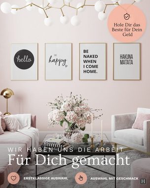 Heimlich Poster Set als Wohnzimmer Deko, Bilder DINA3 & DINA4, Hello, Sprüche & Texte
