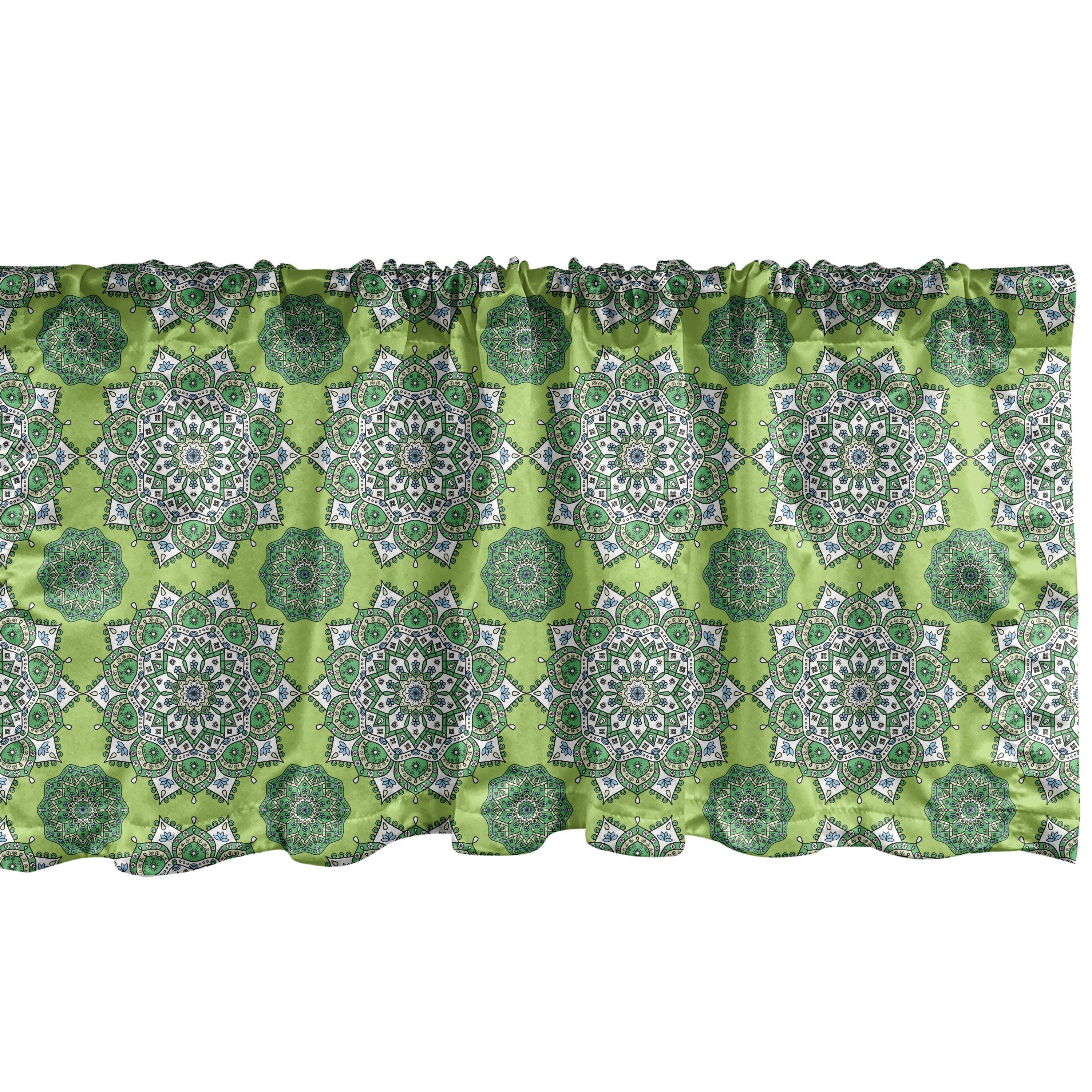 Scheibengardine Vorhang Volant für Küche Schlafzimmer Dekor mit Stangentasche, Abakuhaus, Microfaser, Lime Green marokkanische Mandala