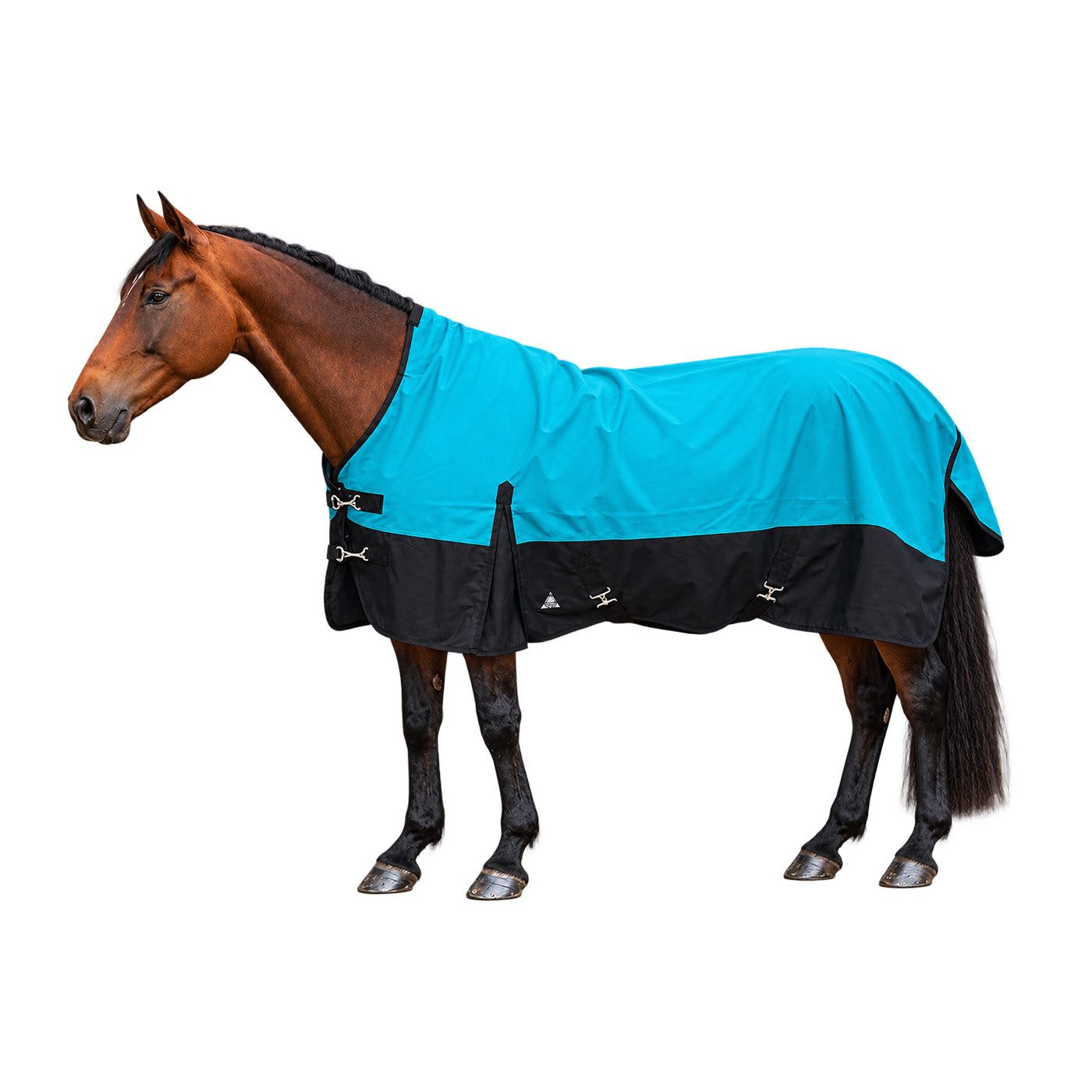 Brama-West Pferde-Regendecke Outdoordecke Solano 1200D HN Aqua/Schwarz