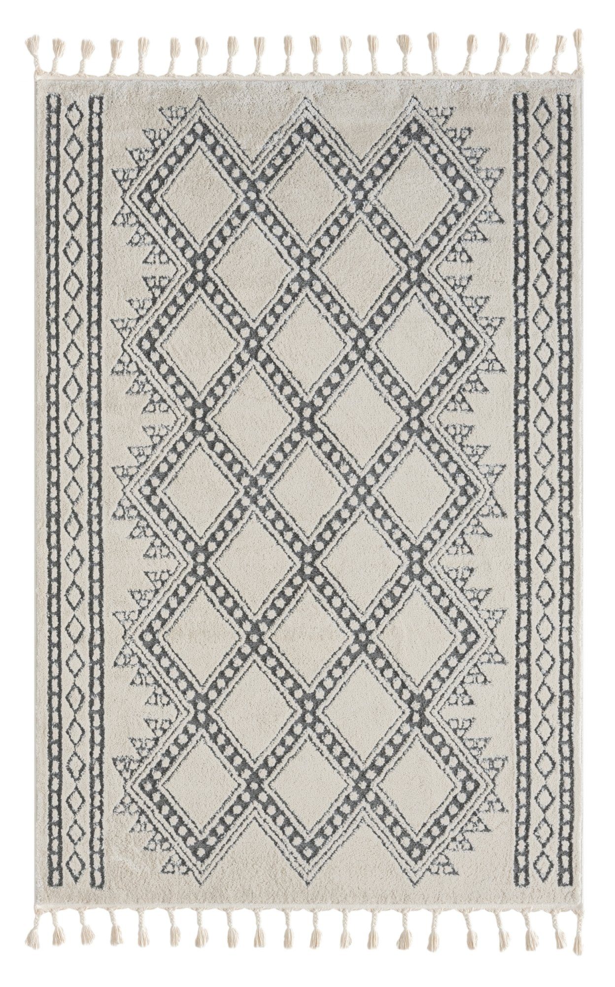 Wohnando Teppich MY-RUG Alva, Hochflorteppich 200x140cm, Rechteckig, Höhe: 20 mm, modern, marokkanisches Design, flauschig weich, Skandi-Rautenmuster
