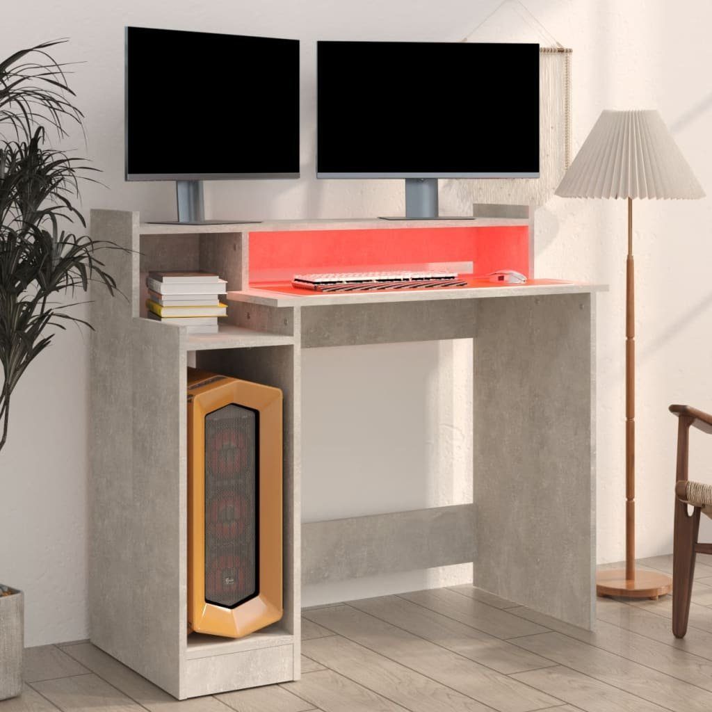 furnicato Schreibtisch mit LEDs Betongrau cm Holzwerkstoff 97x45x90