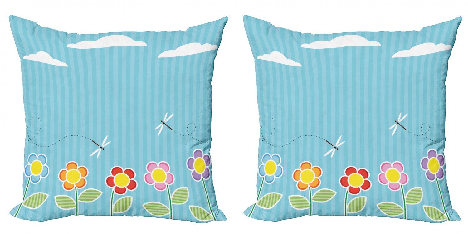 Kissenbezüge Modern Accent Libelle Digitaldruck, Doppelseitiger Abakuhaus (2 Gänseblümchen-Blüten-Karikatur Stück)