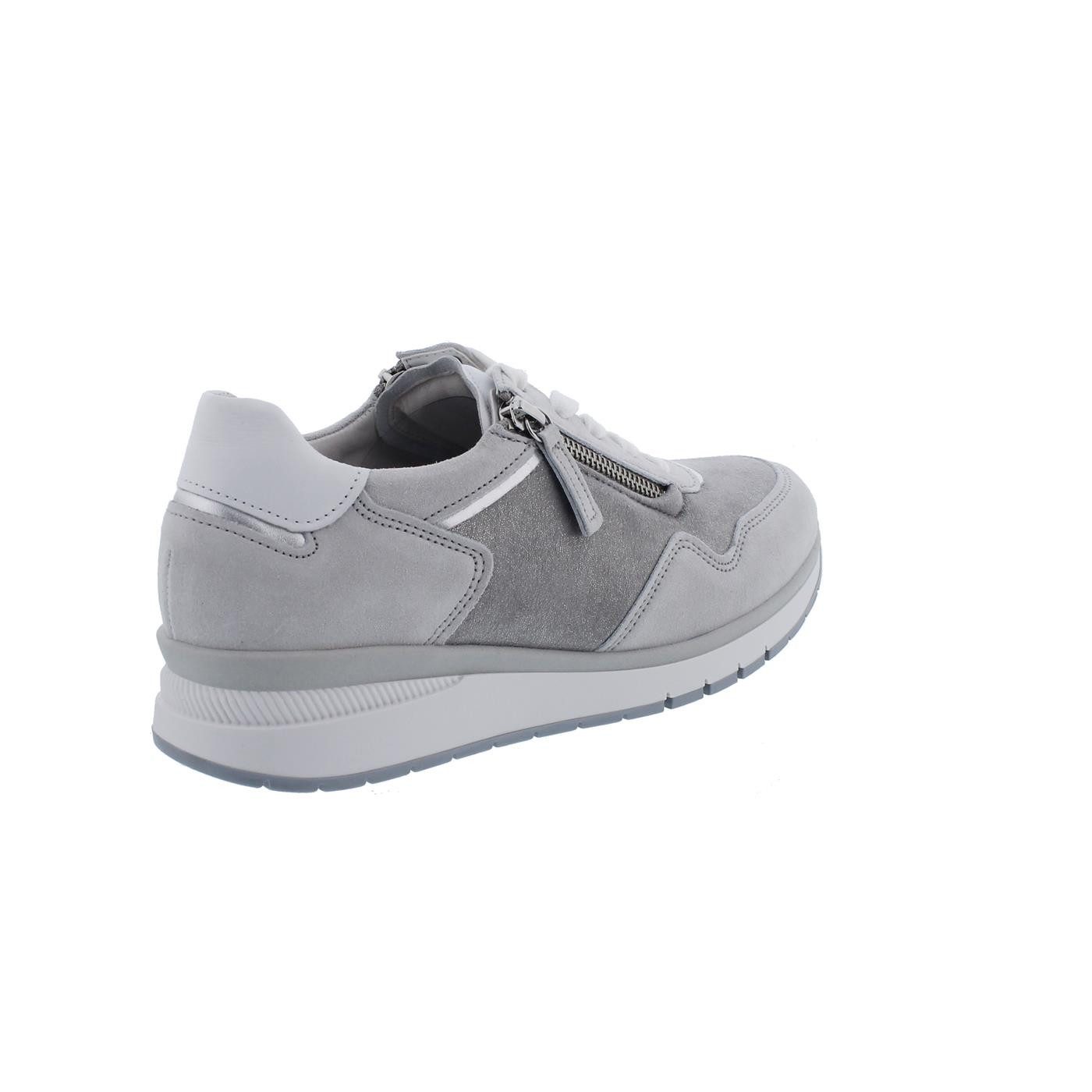 Gabor Gabor-Comfort Sneaker, Stretch / Velour / Met., fumo white silber, Wei Schnürschuh