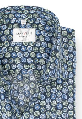 MARVELIS Kurzarmhemd Kurzarmhemd - Modern Fit - Muster - Grün