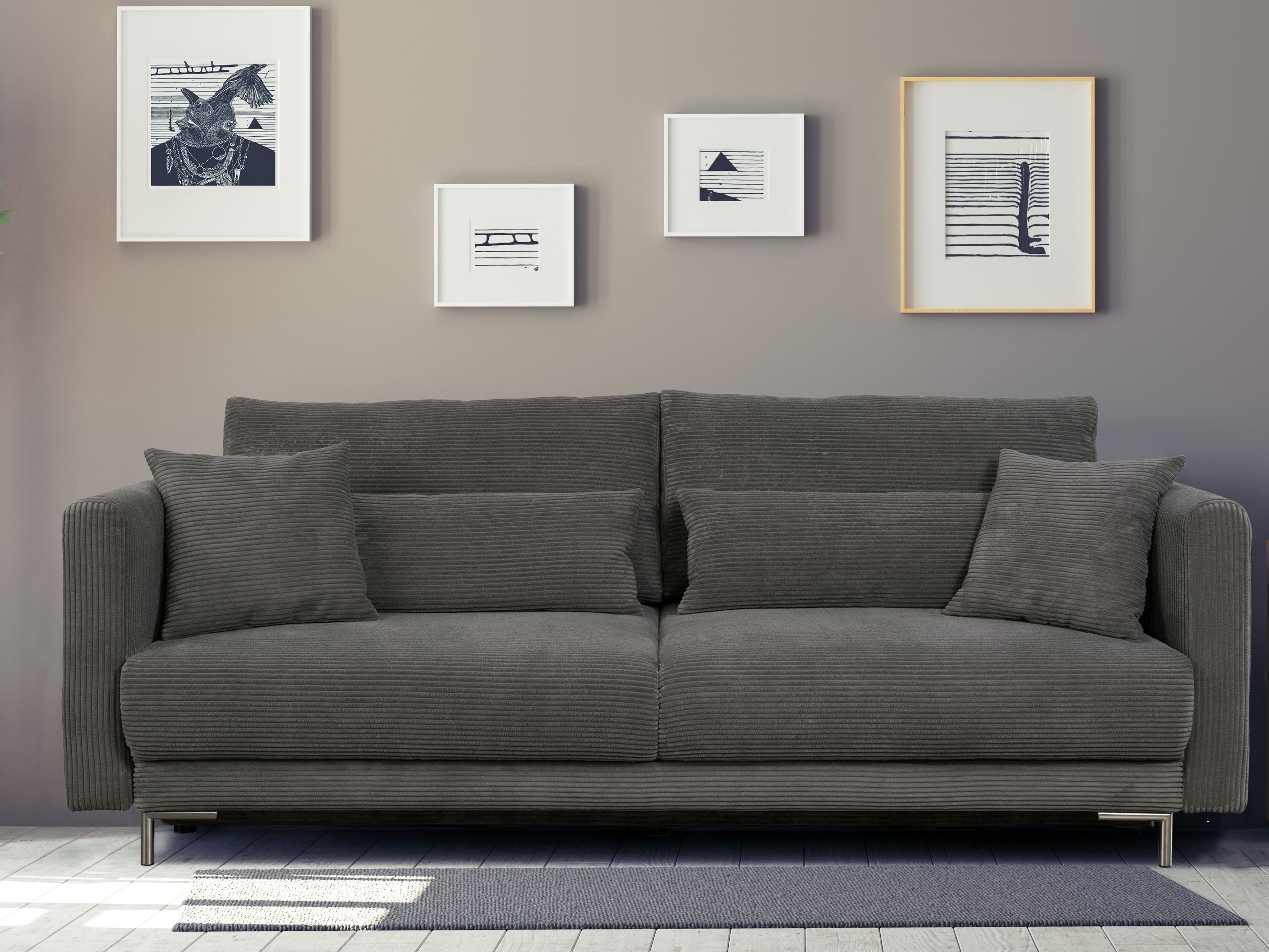 Möbel für Dich Schlafsofa Premium Cord Sofa Rico, mit Kaltschaumpolsterung und Bettfunktion, Cordbezug, Kaltschaumpolsterung