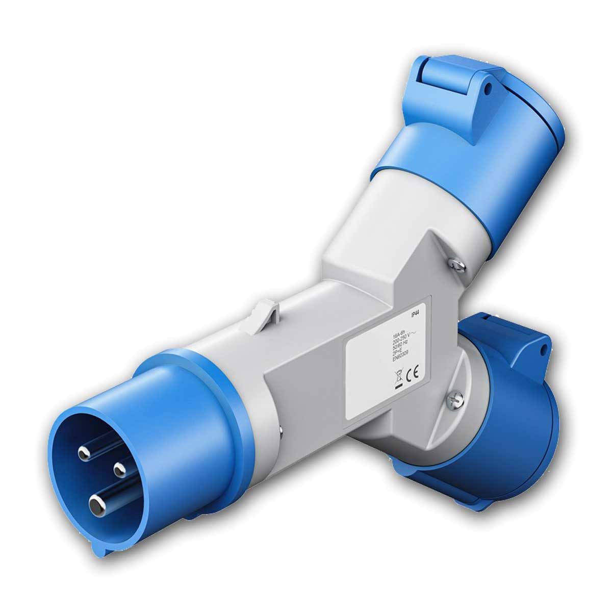 Goobay CEE-Stecker CEE-Y-Adapter, CEE-Stecker auf 2x CEE-Kupplung