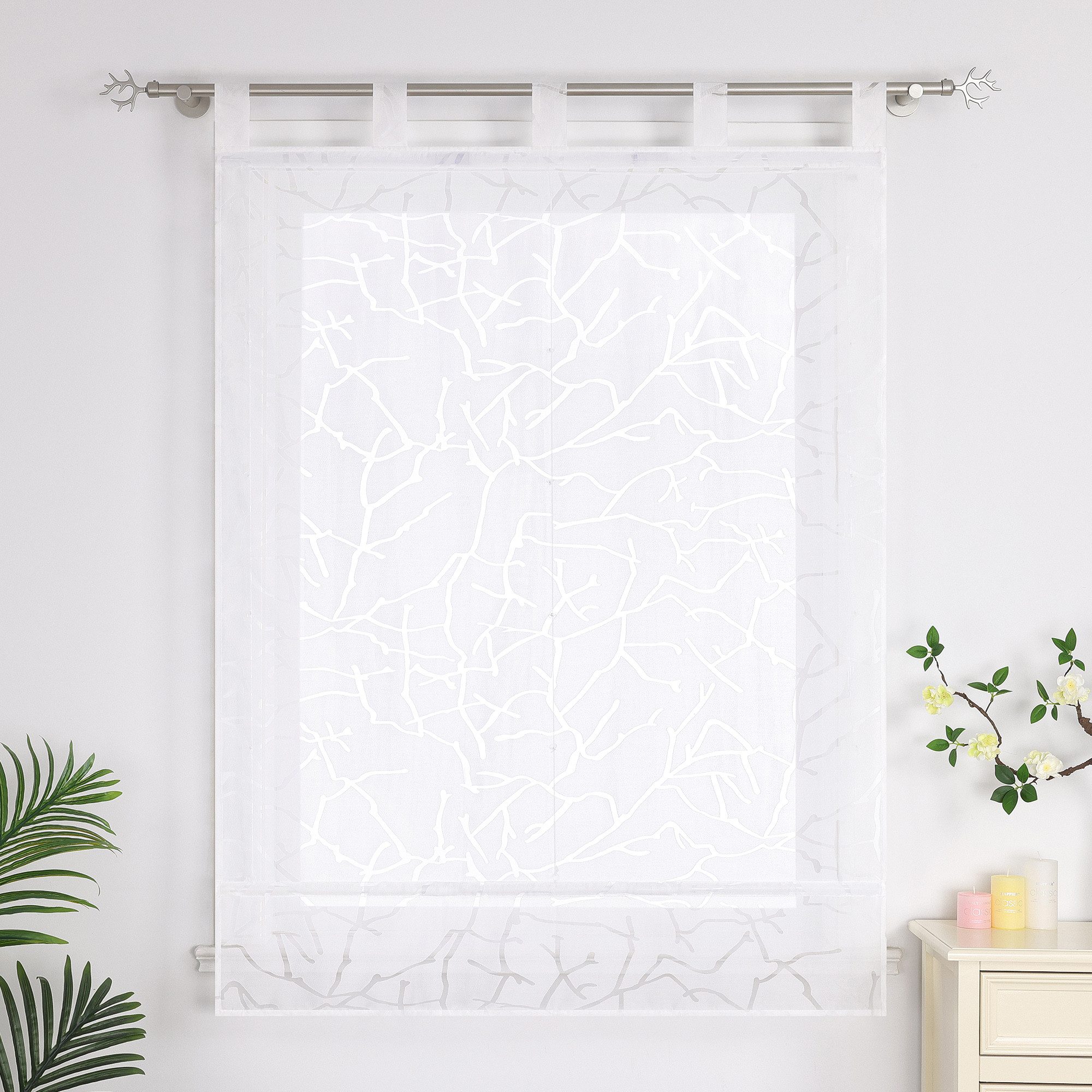 Joyswahl Raffrollo Äste, mit Schlaufen, Voile Ausbrenner Raffgardine günstig online kaufen