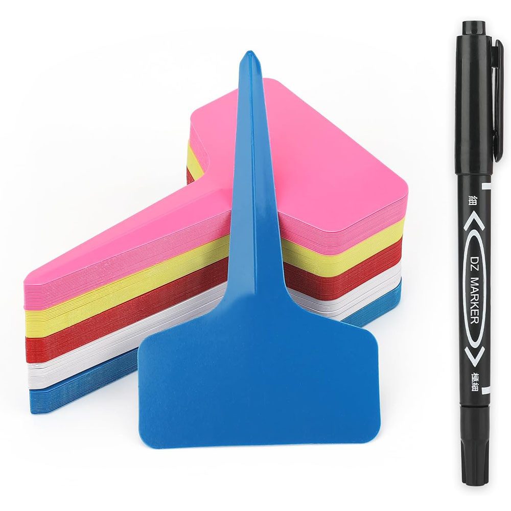 TUWENA Gewächshaus 100 Stück Pflanzenschilder Mit 1 Marker, Pflanzen Namensschilder