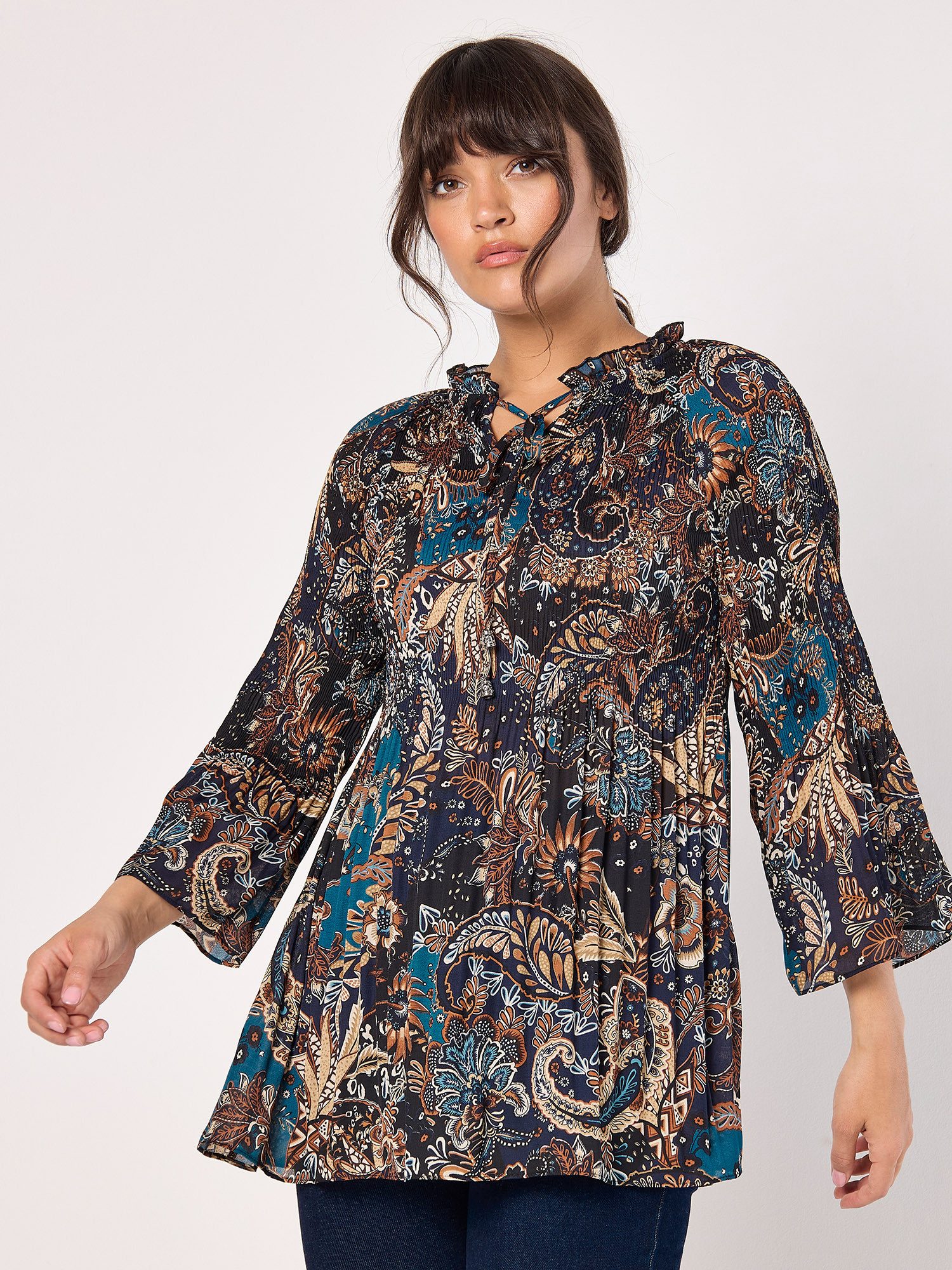 Apricot Tunika Blusentop . (1-tlg) mit Paisley-Muster