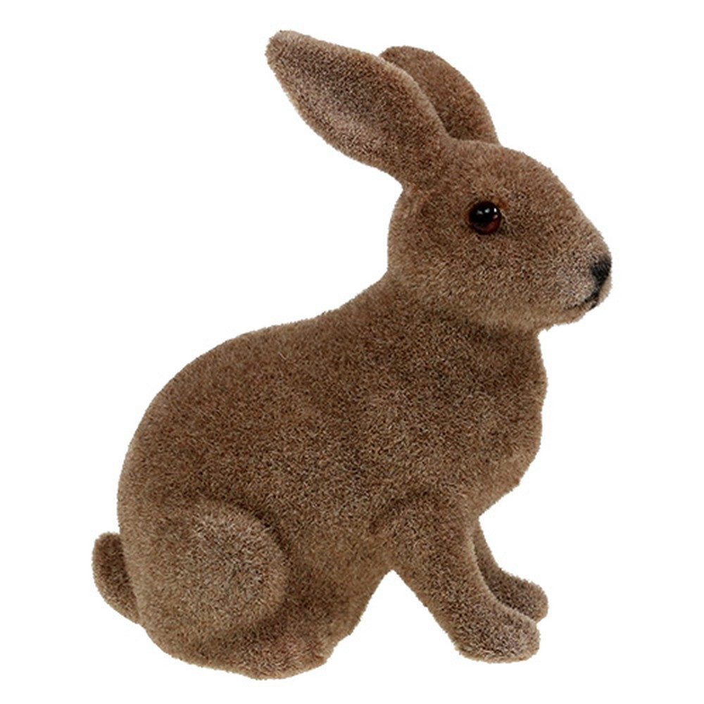 Florists Products Osterhase Osterdeko Set beflockte Hasen Braun 11cm/13,5cm - 6-teilig, 6 Stück