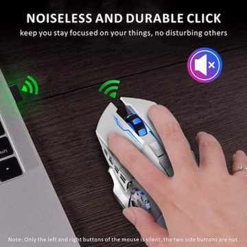 Novzep Gaming-Maus, USB, 7 Farben mit LEDs,Grau Gaming-Maus