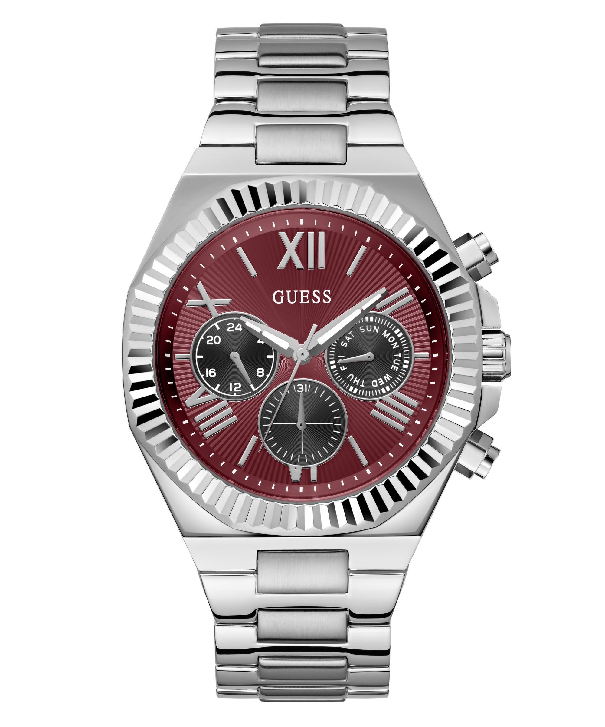 Guess Multifunktionsuhr GUESS-EQUITY GW0703G7, Armbanduhr, Herrenuhr, Edelstahlarmband, analog, Wochentag, Tag