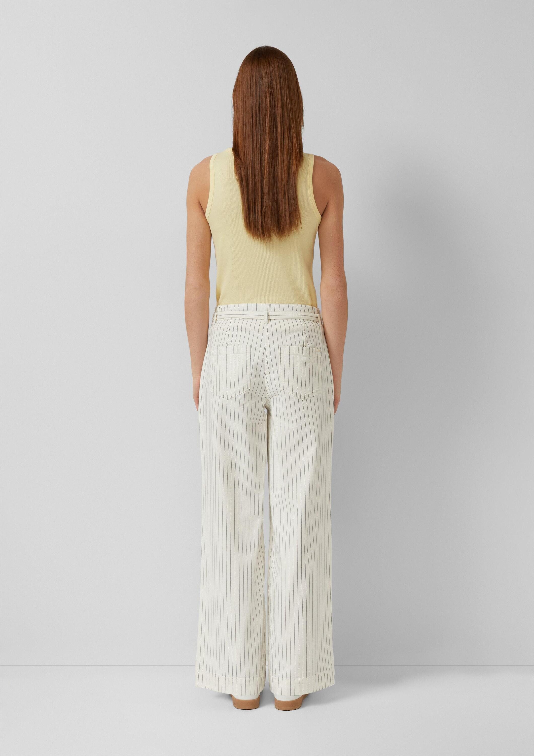 s.Oliver Chinos Hose Wide-Leg-Hose mit Nadelstreifen und Stoffgürtel