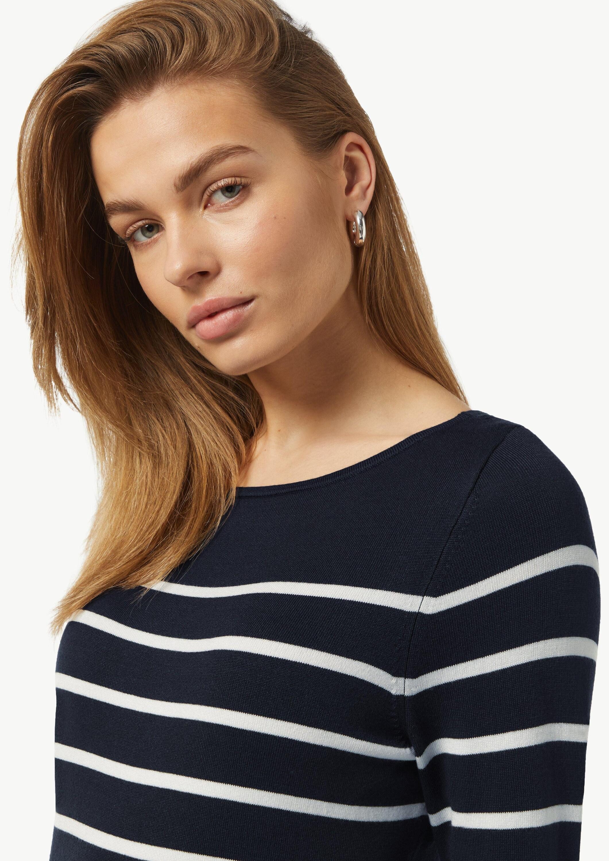 comma Minikleid Kleid Gestreiftes Strickkleid mit U-Ausschnitt