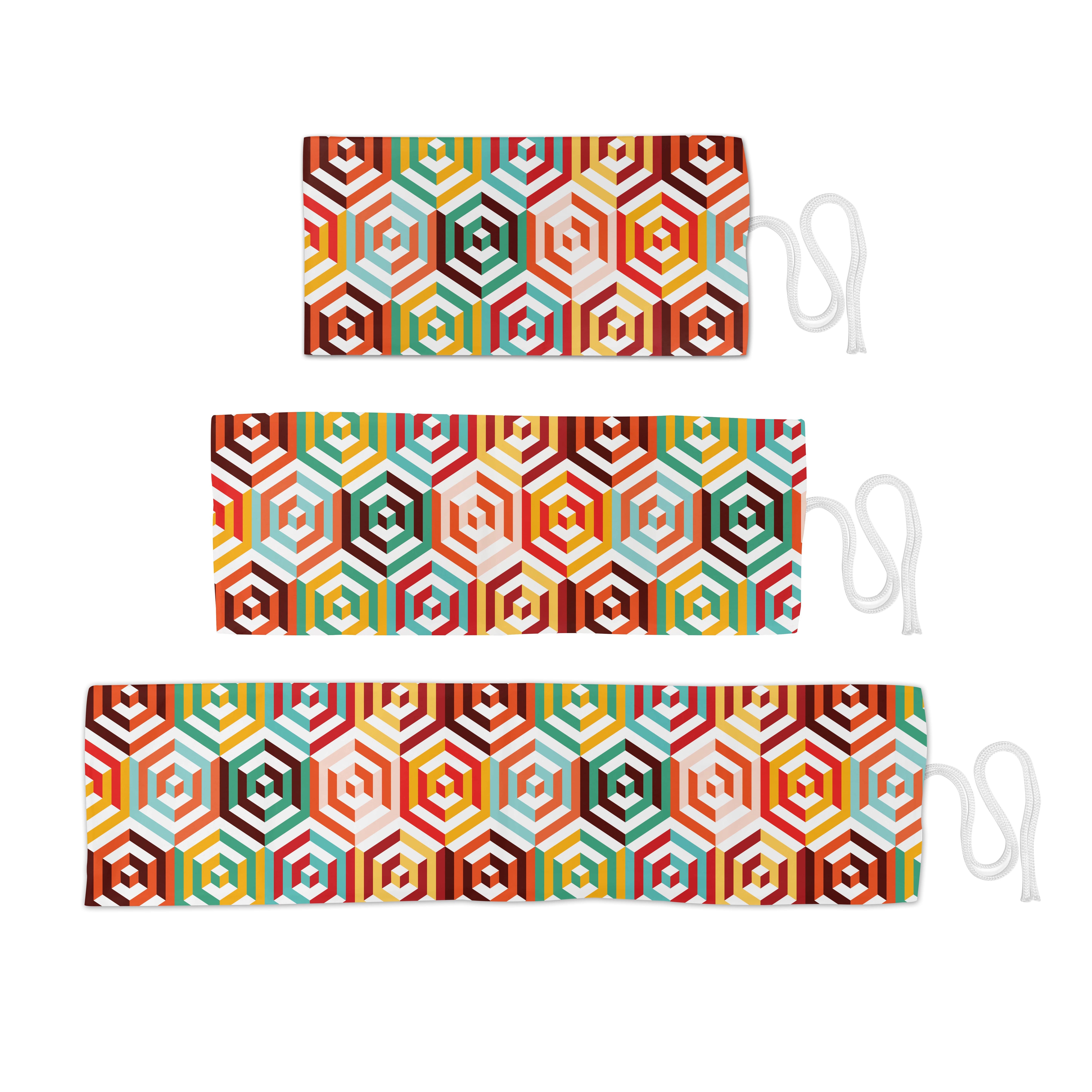 Abakuhaus Hexagonale Geometrisch Federmäppchen Organizer, Retro Orange Stiftablage tragbar Segeltuch langlebig und Form Senf