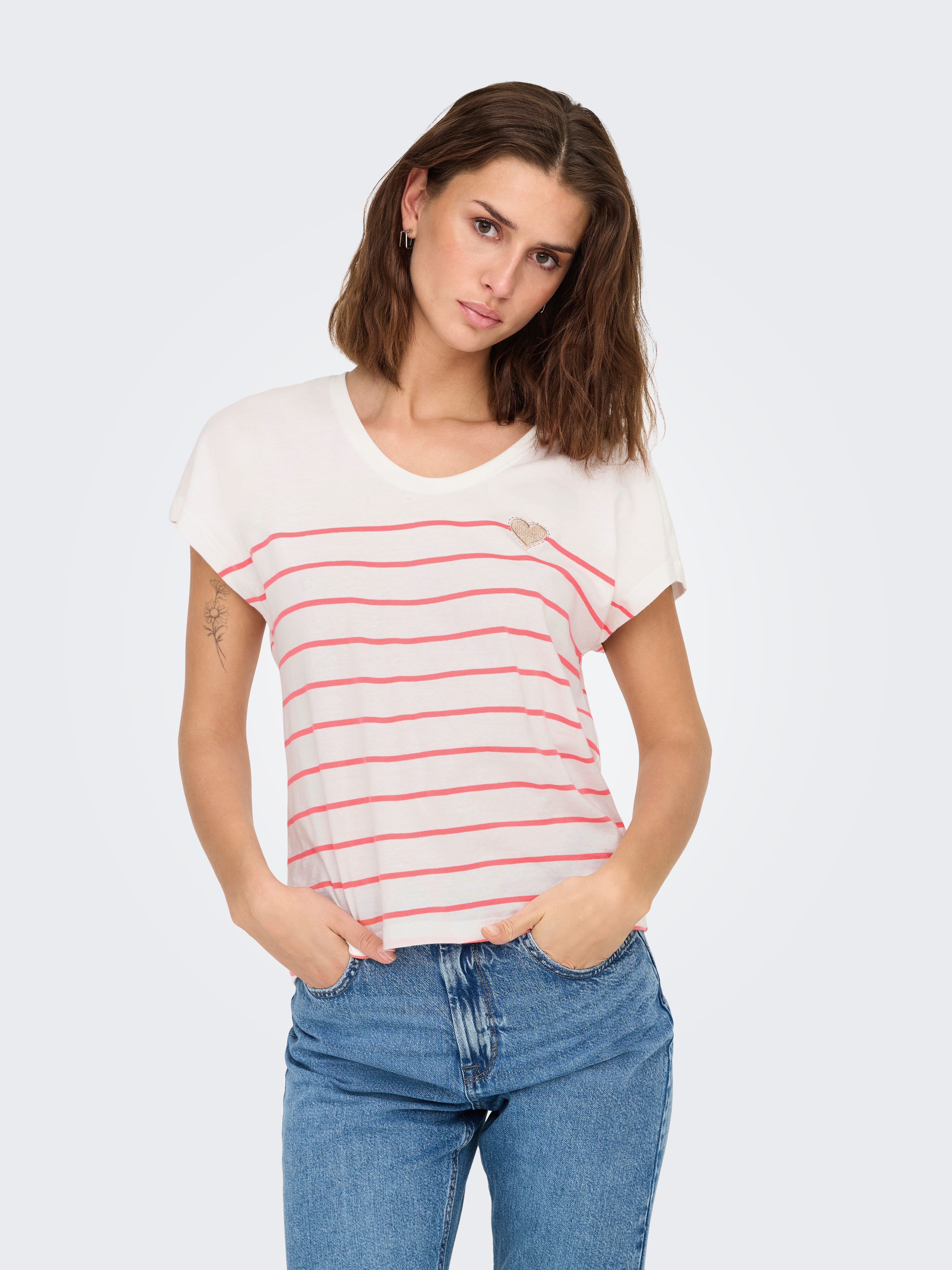 ONLY Kurzarmshirt ONLEMILY LIFE S/S HEART TOP CS JRS günstig online kaufen