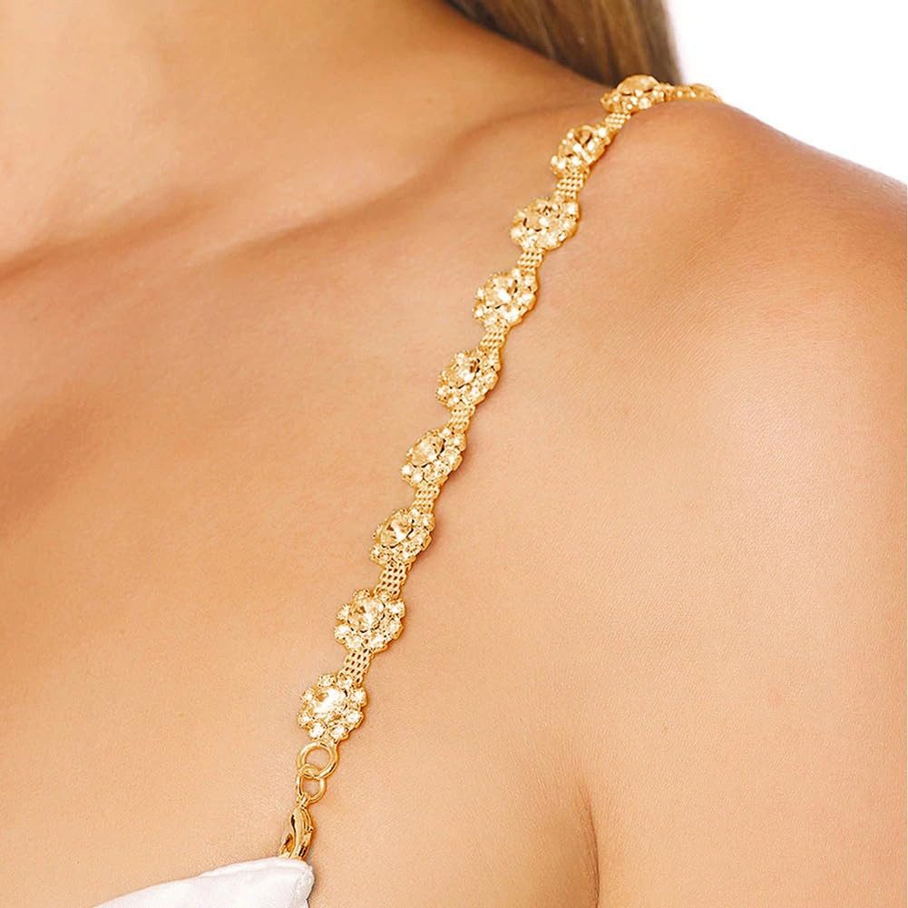 MOPUEA BH-Träger Luxus Strass BH-Träger,verstellbare Kristall Schultergurte für Frauen (Kristall-Schulterträger), Luxuriöses Design, rutschfest, verstellbar, vi – Bild 4 von 5