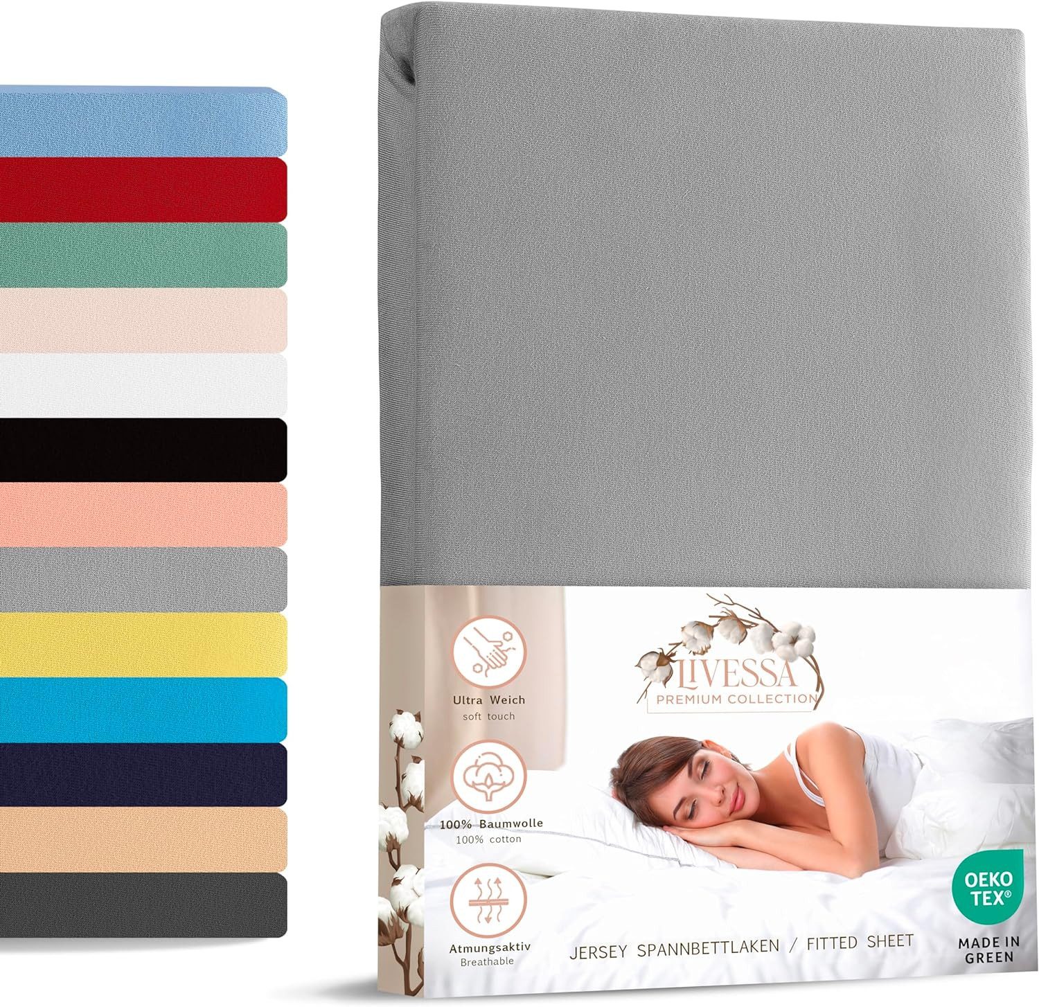 livessa Spannbettlaken Jersey Spannbettlaken 100% Baumwolle – Atmungsaktiv günstig online kaufen