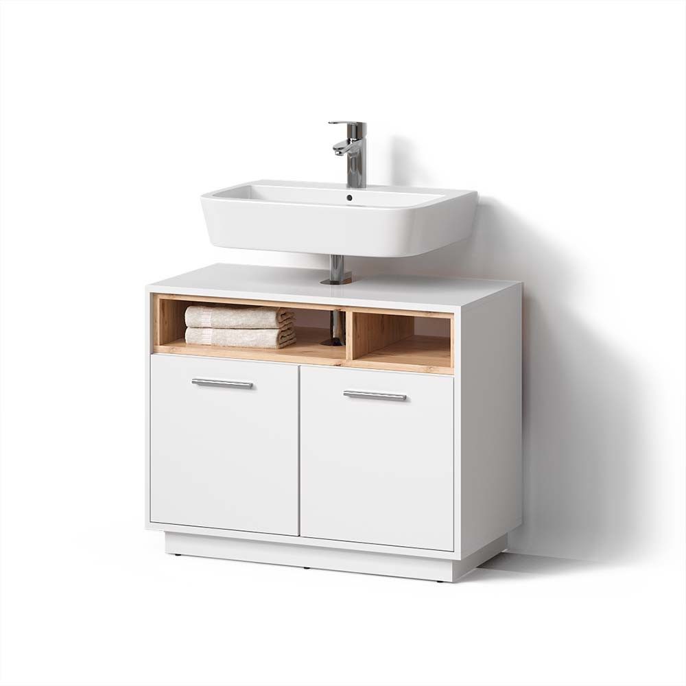 Livinity® Waschbeckenunterschrank Temo, Weiß, 80 x günstig online kaufen
