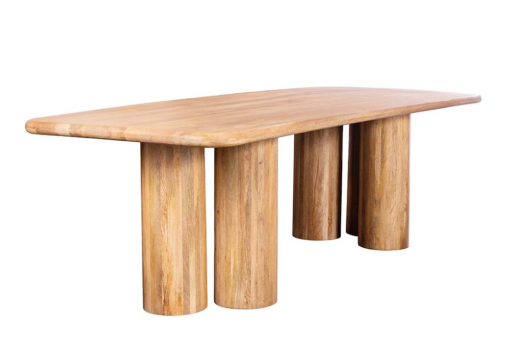 riess-ambiente Esstisch ART DECO 240cm natur - Massivholz, Säulenfüße, lackiert, rechteckig (Einzelartikel, 1-St), Massiver Speisetisch - ideal für Küche, Wohnzimmer oder Essbereich