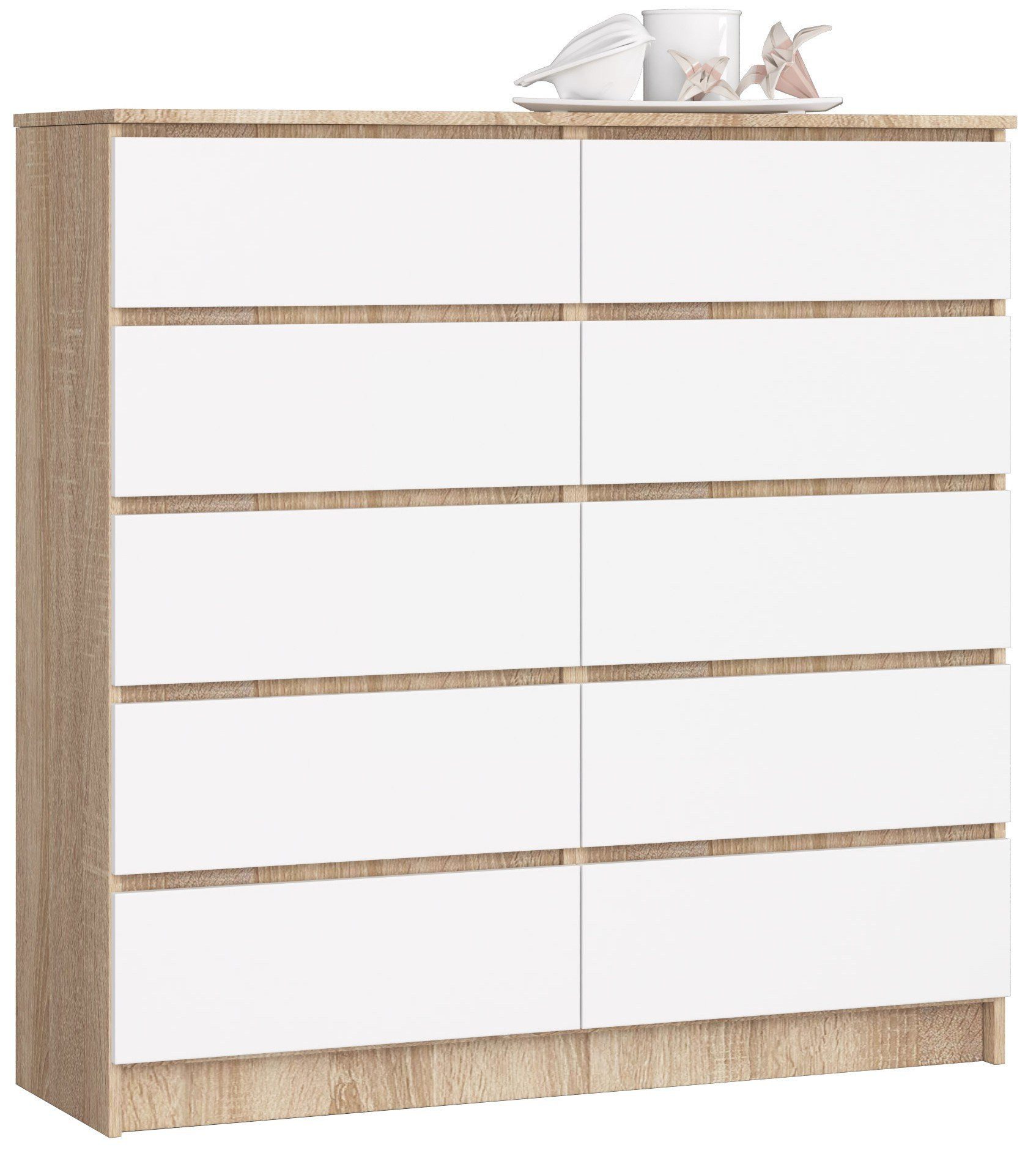 Kommode mit 10 Schubladen 120 cm breit Holz Schrank