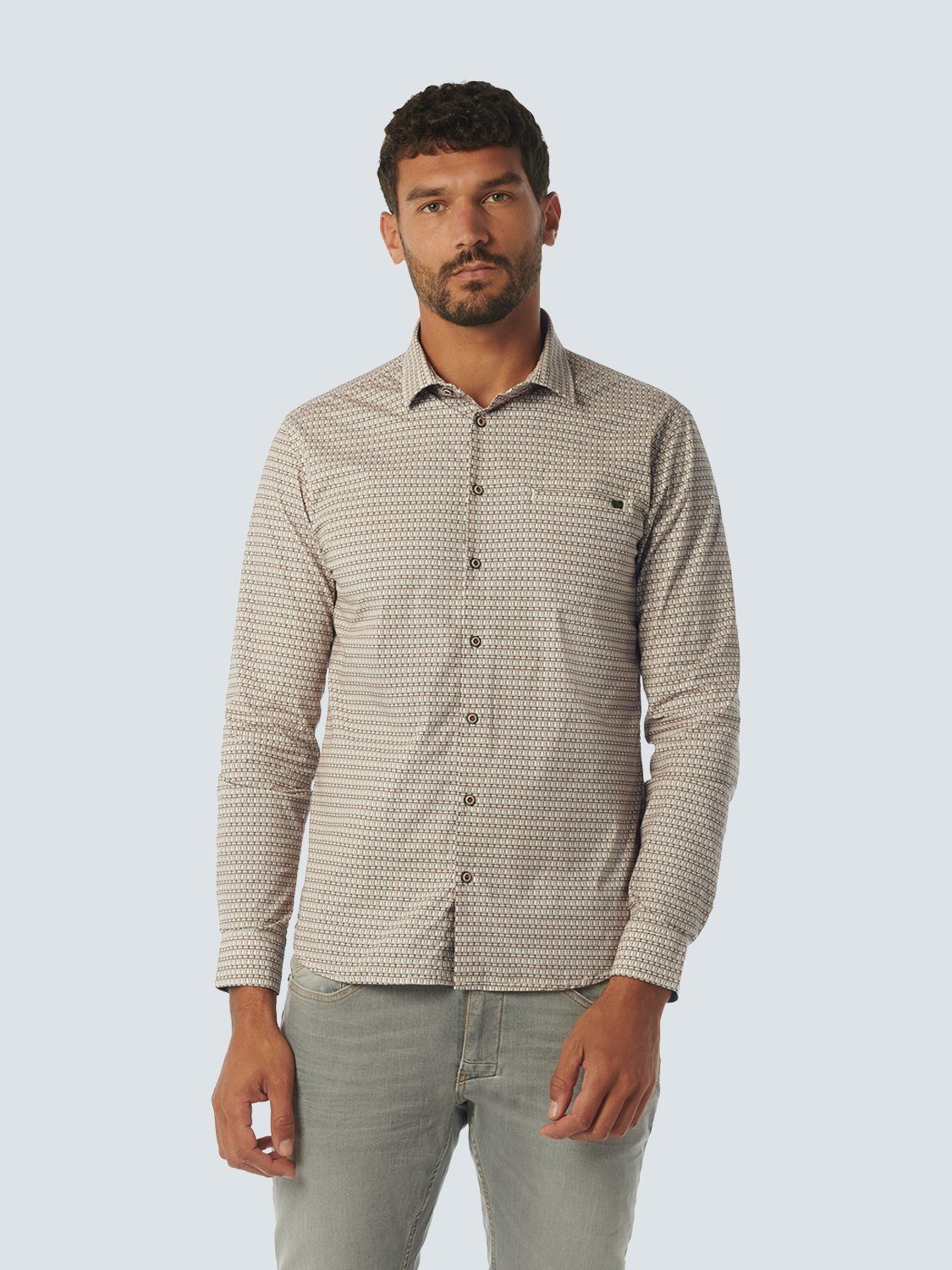 NO EXCESS Langarmhemd Shirt Stretch Allover Printed