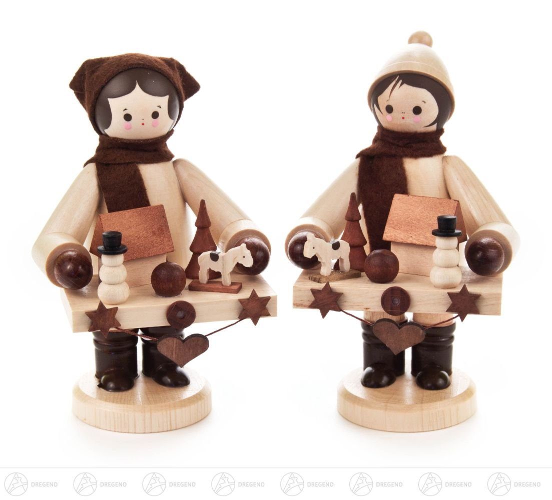 Dregeno Erzgebirge Weihnachtsfigur Weihnachtliche Miniatur Spielzeug Höhe, (2) mit natur Breite Bauchladen Striezelkinder groß x und