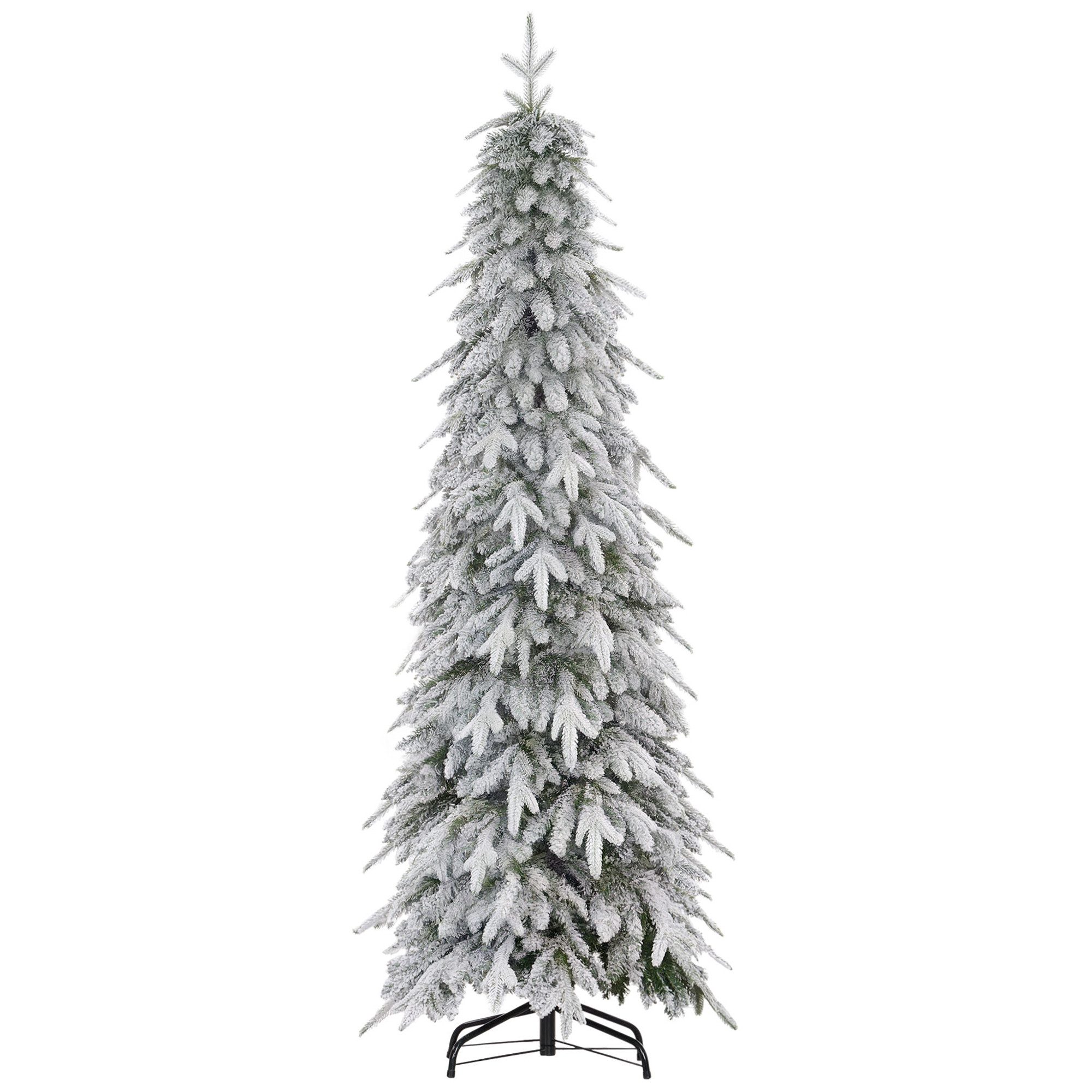 HOMCOM Künstlicher Weihnachtsbaum Christbaum mit Aufbewahrungstasche Stahlfuß, Fichte, Beschneite Optik; schlank; Auto-Öffnung