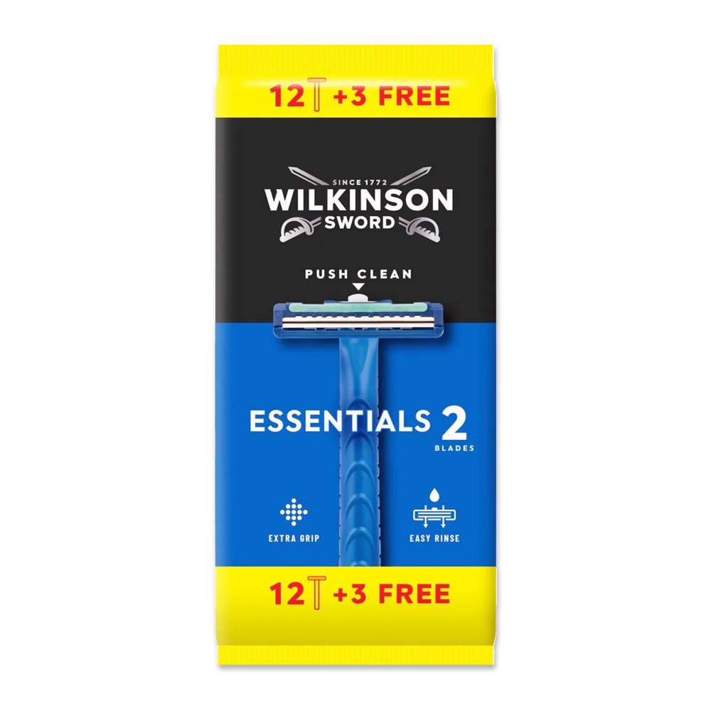 Wilkinson Rasierklingen Wilkinson Essentials 2 Einwegrasierer, 15er Pack, 3-tlg., mit aufschäumenden Hautconditioner