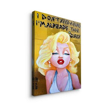 DOTCOMCANVAS® Leinwandbild Queen Marilyn, Leinwandbild Queen Marilyn Monroe feministisches Bild Comic gelb gold