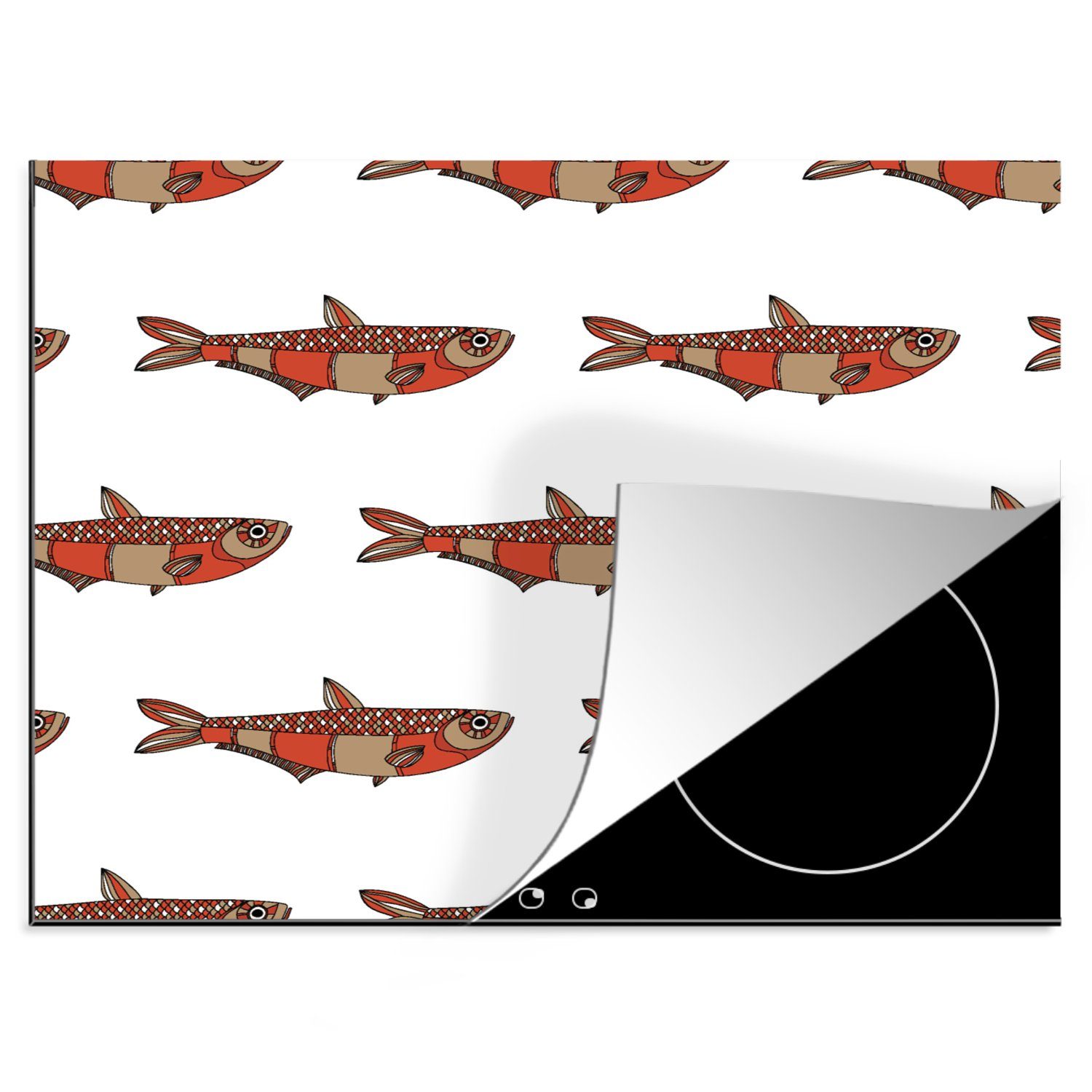 MuchoWow Herdblende-/Abdeckplatte Design - Fisch - Karpfen, Vinyl, (1 tlg), 60x52 cm, Mobile Arbeitsfläche nutzbar, Ceranfeldabdeckung