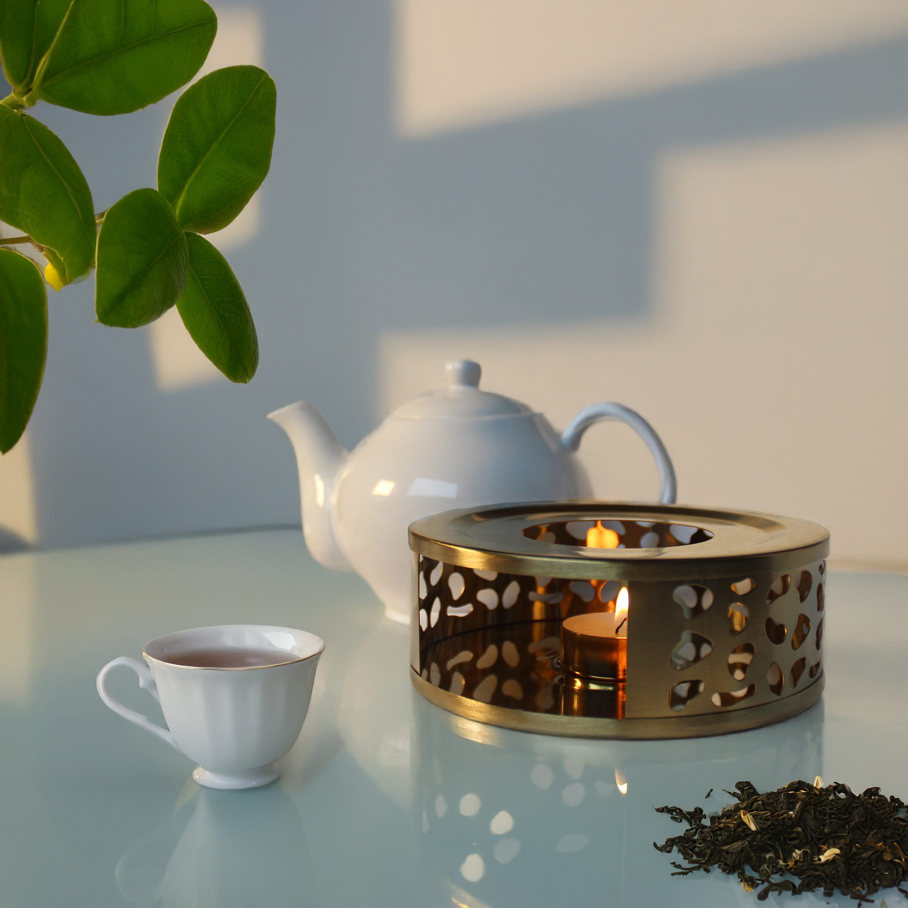 heimzeit Stövchen heimzeit Stövchen mit Teelichthalter Edelstahl, (Set), Teewärmer für Teekannen und Kaffeekannen