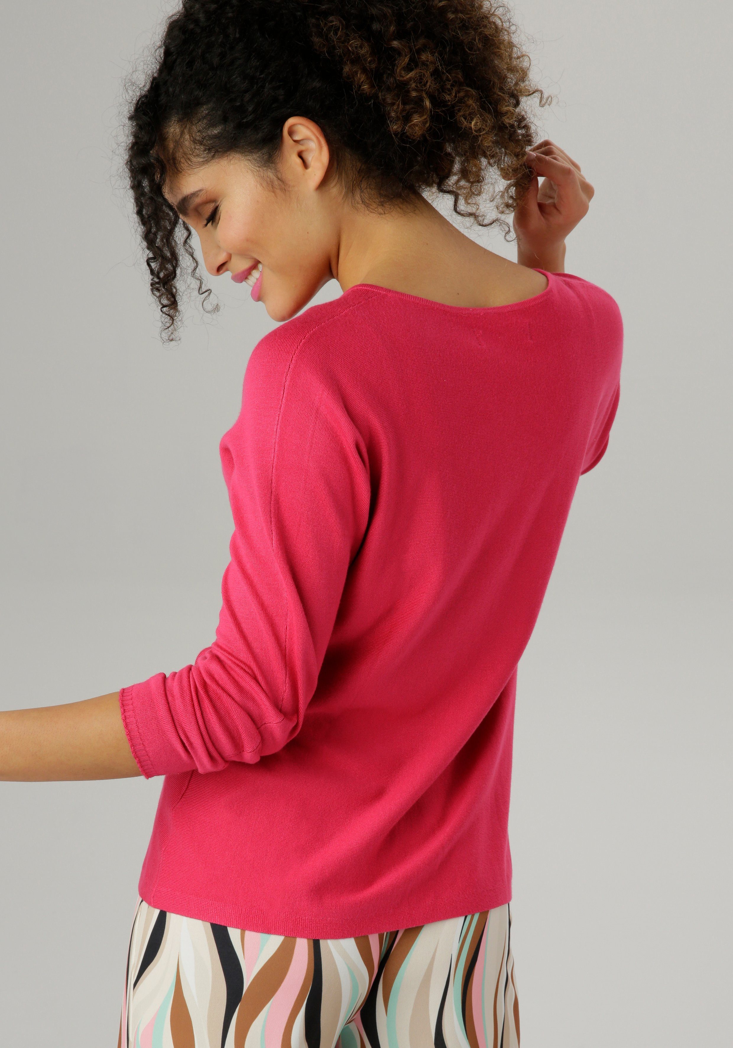 Aniston SELECTED V-Ausschnitt-Pullover Oversize-Look pink im