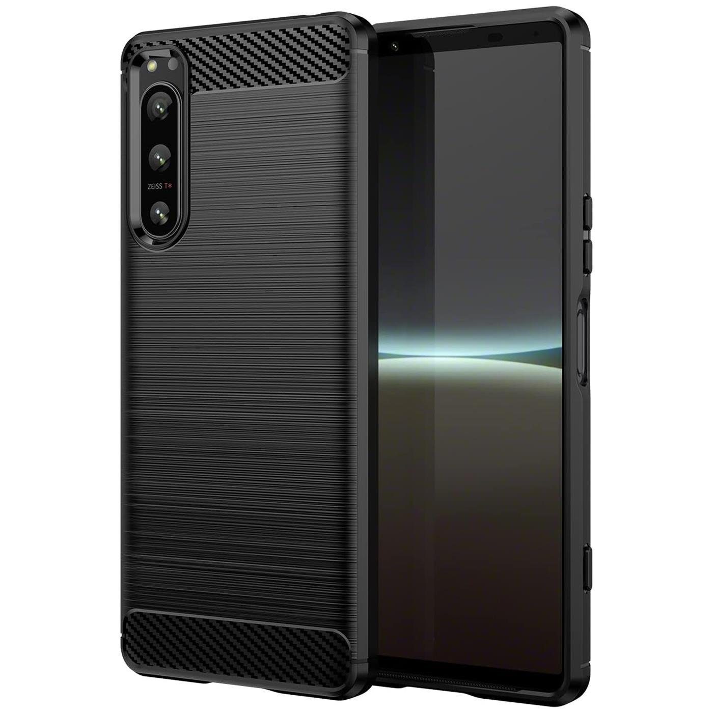 CoolGadget Handyhülle Carbon Handy Hülle für Sony Xperia 5 IV 6,1 Zoll, robuste Telefonhülle Case Schutzhülle für Sony Xperia 5 IV Hülle