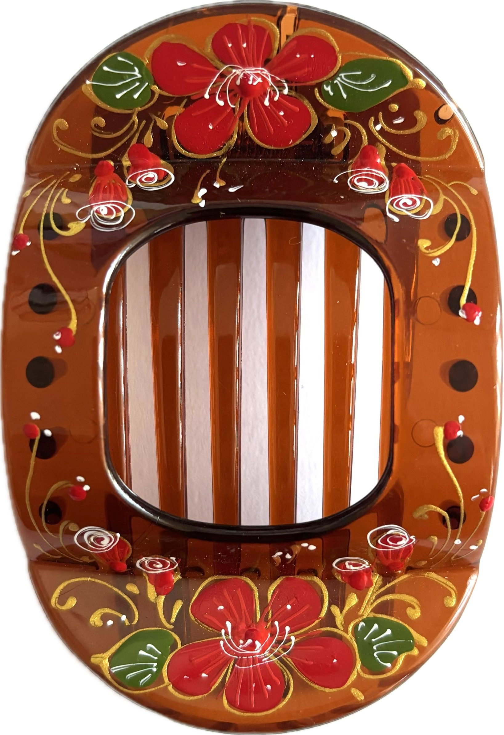 LK Trend & Style Haarspange Haarspange Breiter Clip Handbemalt braun, Kimono Clip steht für langlebige Qualität