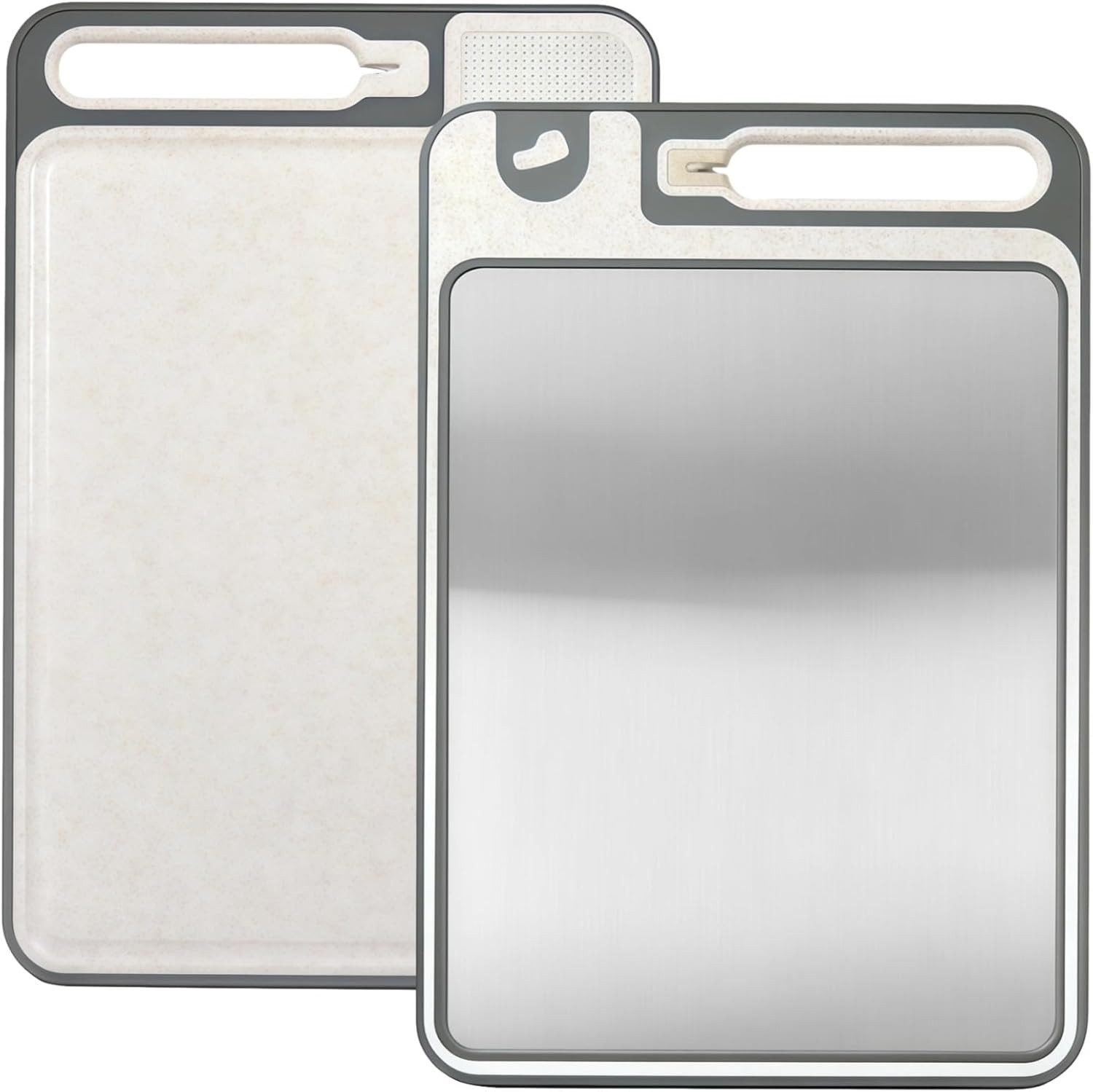 Agger Schneidebrett Hergestellt aus 100 % Edelstahl 316 und Weizenstroh-PP, 37 x 25cm