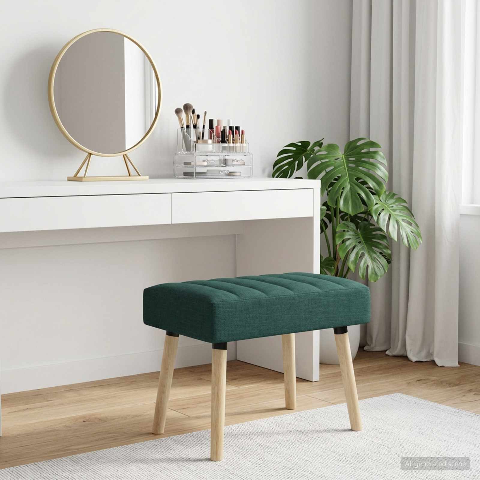 vidaXL Sitzbank Kanalgepolsterte Bank Dunkelgrün 60 x 40 x 45 cm Stoff (1-St)