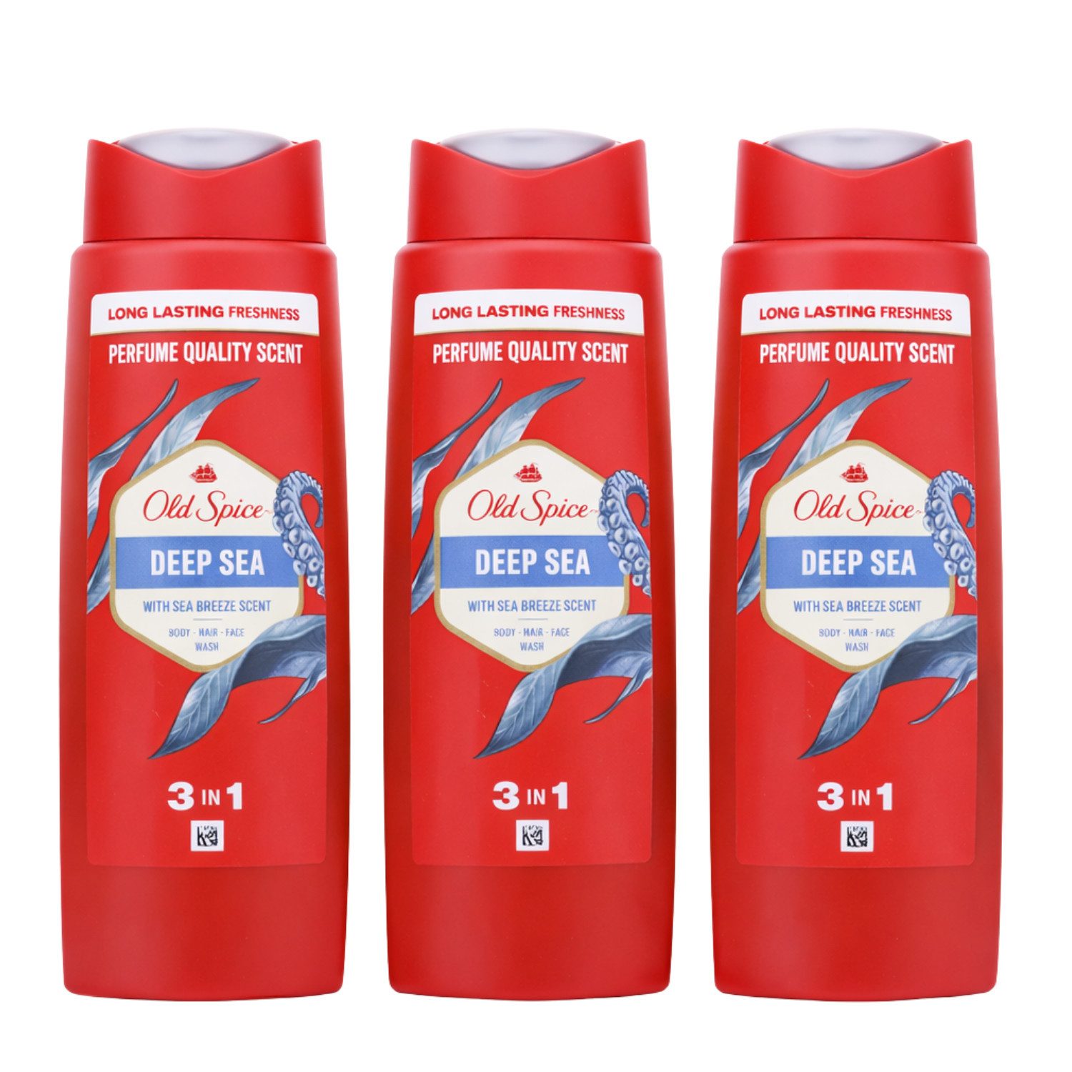 Old Spice Duschgel 3 x Old Spice Deep Sea 3in1 Shampoo Duschgel Meeresbrise Duft je 250ml