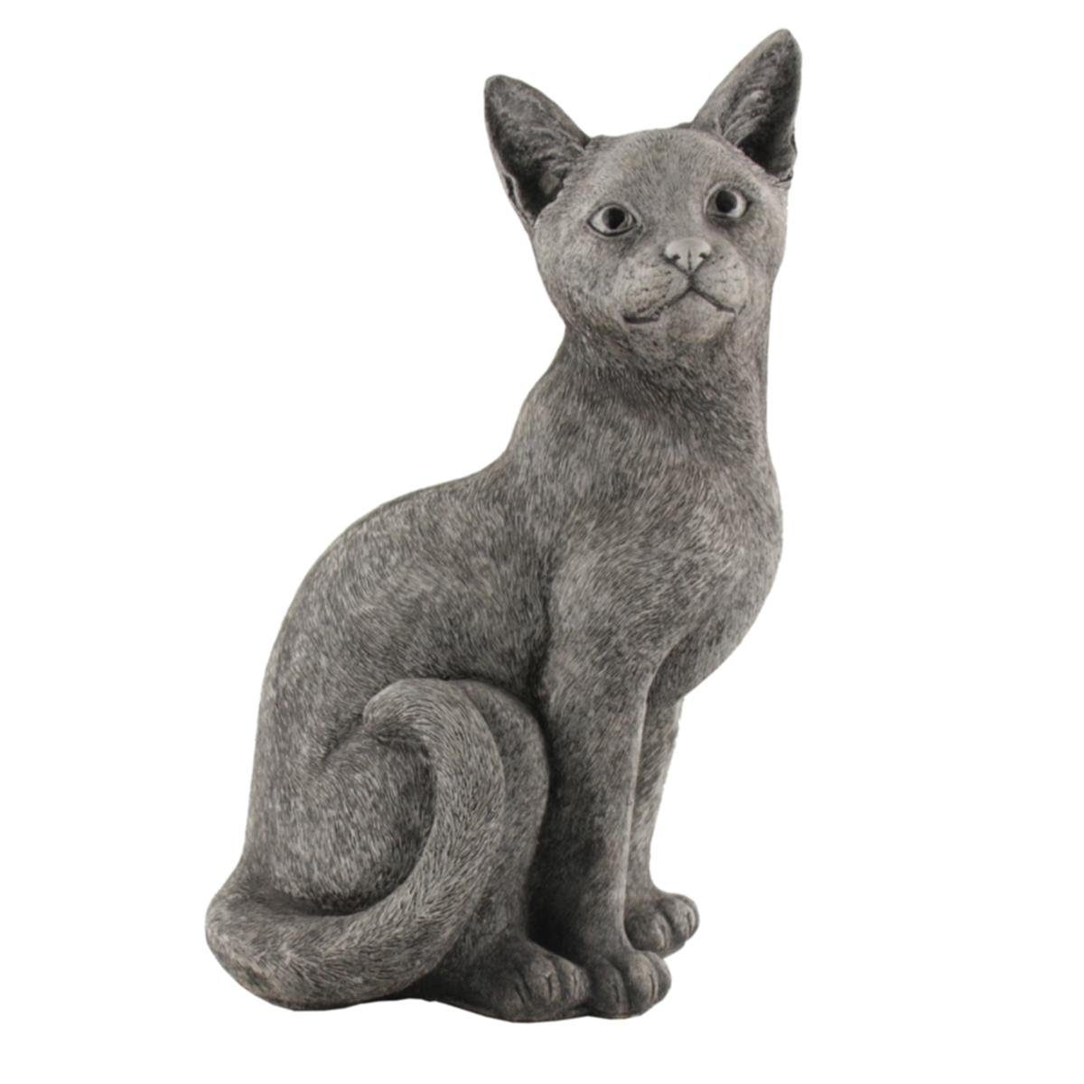 Gartenfigur 440s Sitzende Katze Antiksteinguss H. ca. 39 cm