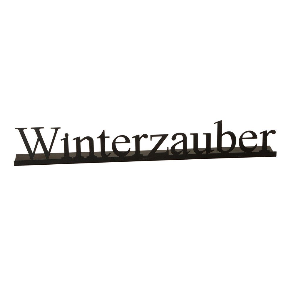 Posiwio Deko-Schriftzug Schriftzug WINTERZAUBER schwarz aus Metall L63cm Dekoaufsteller Weihna