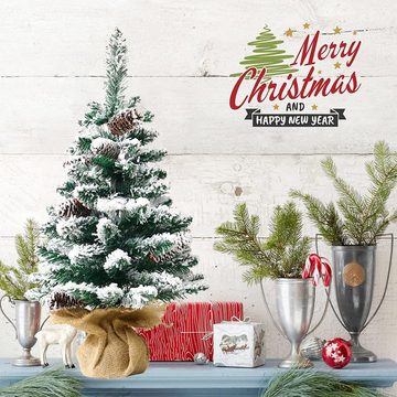 Rutaqian Künstlicher Weihnachtsbaum Mini künstlicher Weihnachtsbaum,Weiss mit Schneeflocken, Material PVC